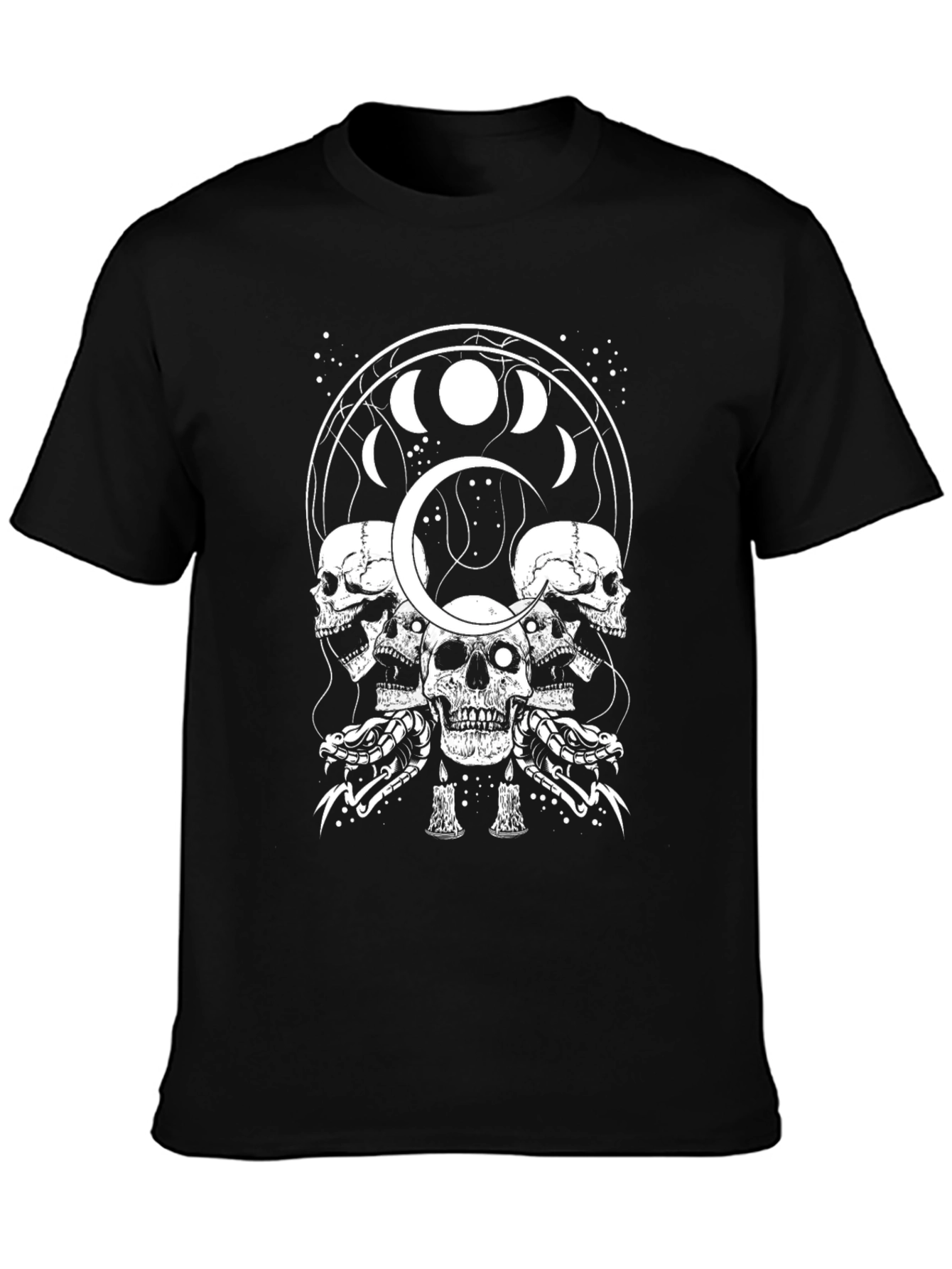 Skull & Snake Graphic T-Shirt - Moon Phase Design