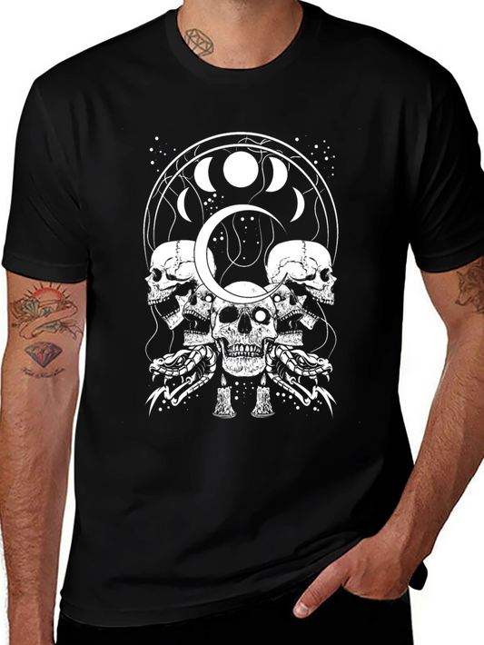 Skull & Snake Graphic T-Shirt - Moon Phase Design