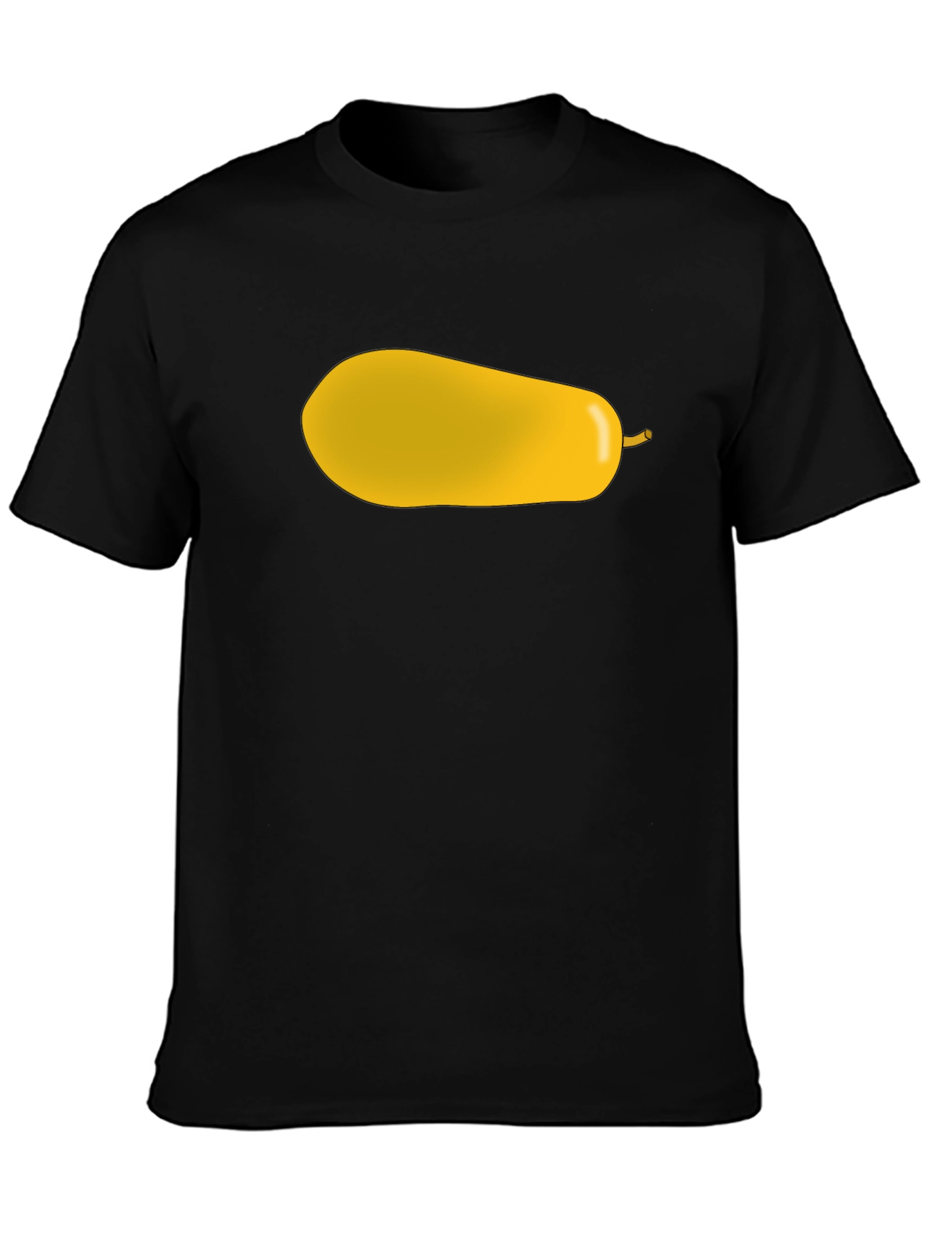 Yellow Pear Graphic Print Black T-Shirt