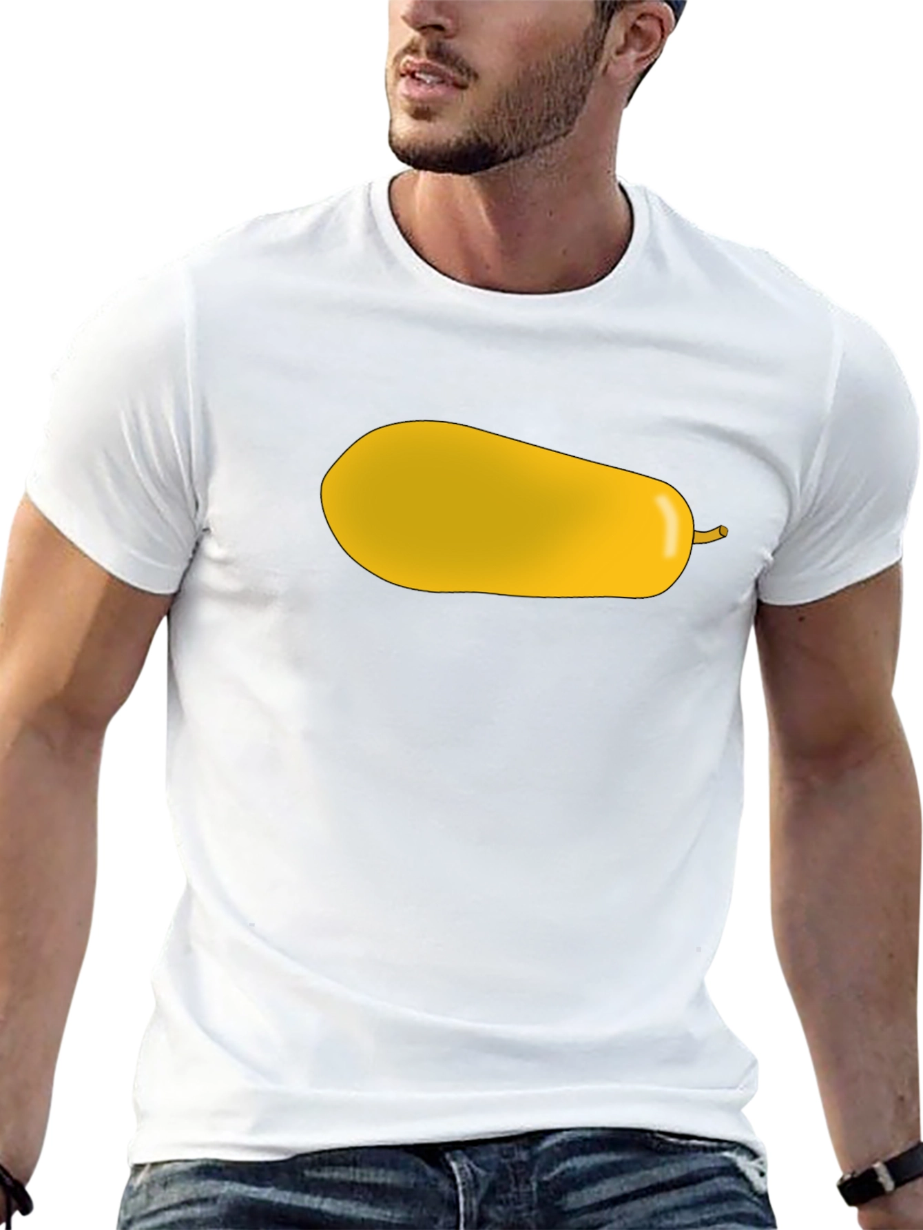 Yellow Pear Graphic Print Black T-Shirt