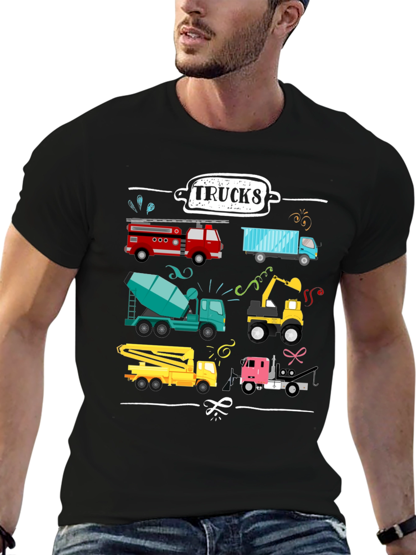 Trucks Graphic Tee - Construction Vehicles