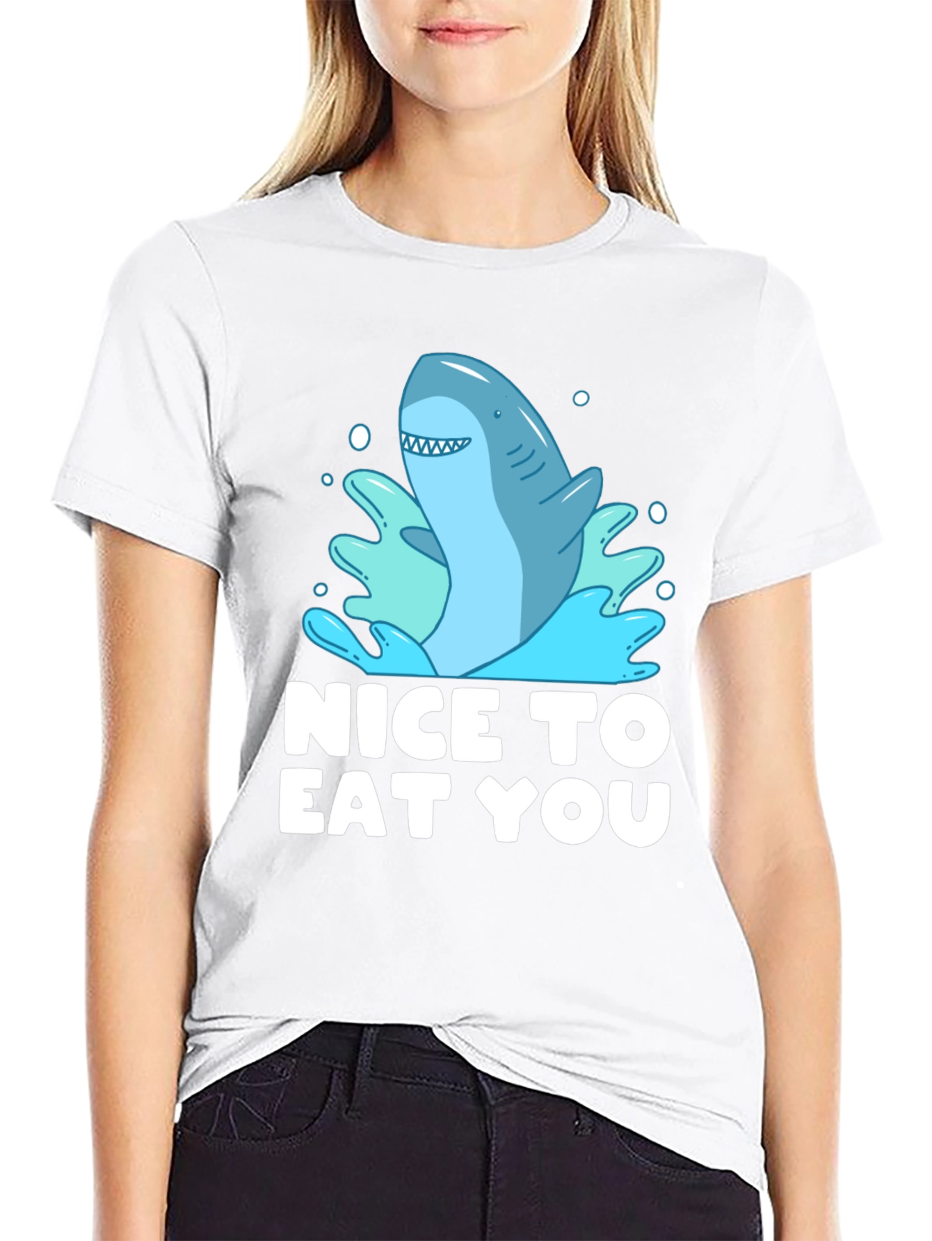 Funny Shark Graphic Tee - Nice To Eat You