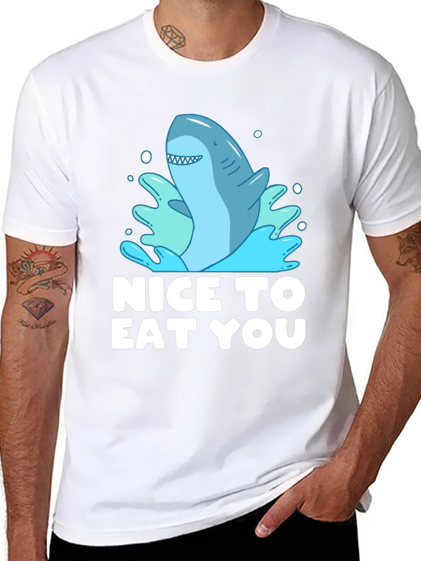 Funny Shark Graphic Tee - Nice To Eat You