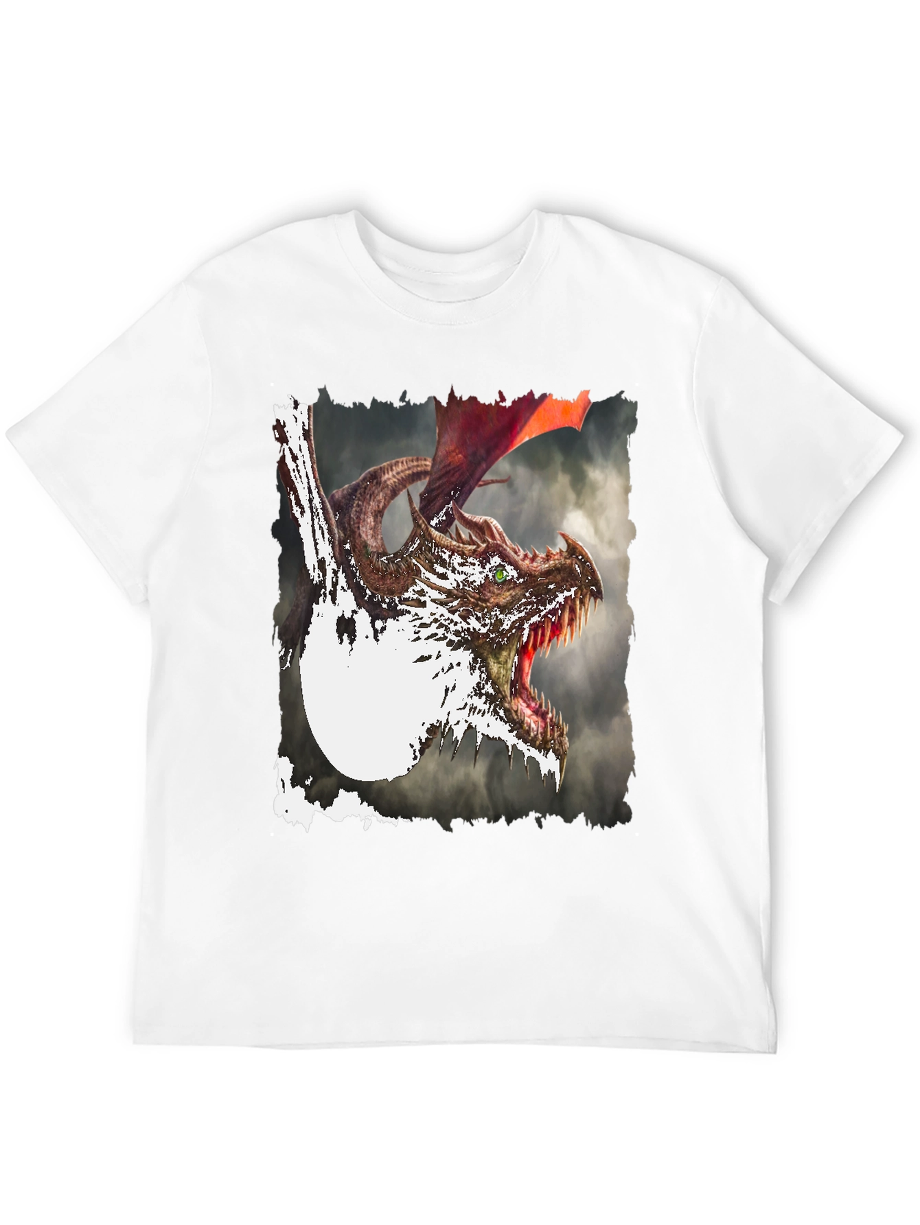 Dragon Graphic Print Tee - Mythical Creature Black T-Shirt