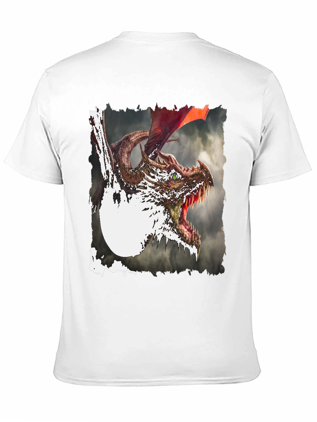 Dragon Graphic Print Tee - Mythical Creature Black T-Shirt