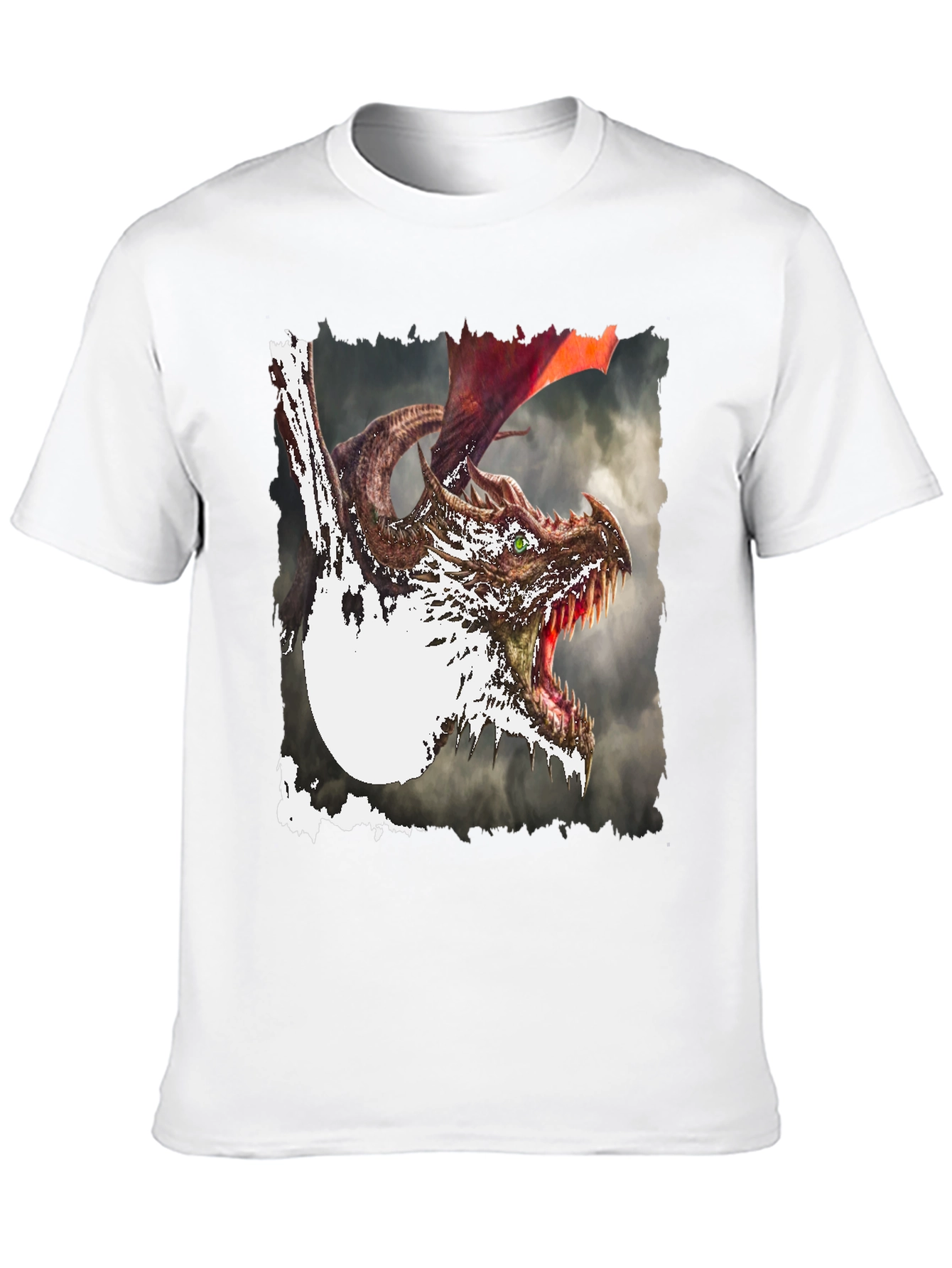 Dragon Graphic Print Tee - Mythical Creature Black T-Shirt
