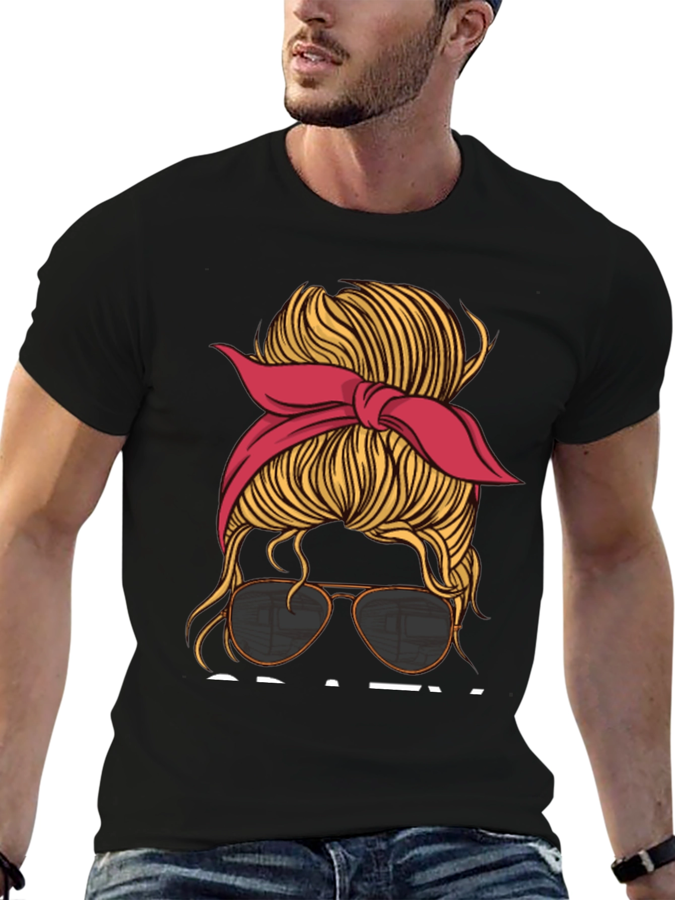 Messy Bun Aviator T-Shirt - Casual Graphic Tee