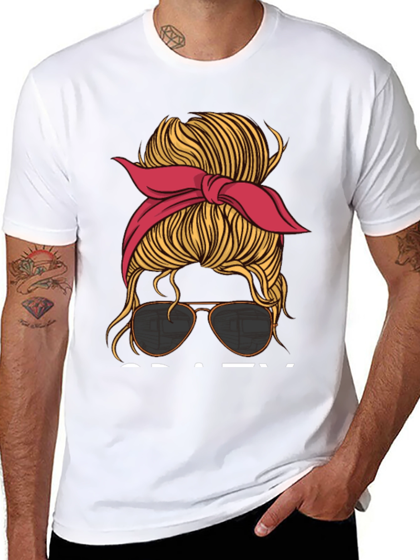 Messy Bun Aviator T-Shirt - Casual Graphic Tee