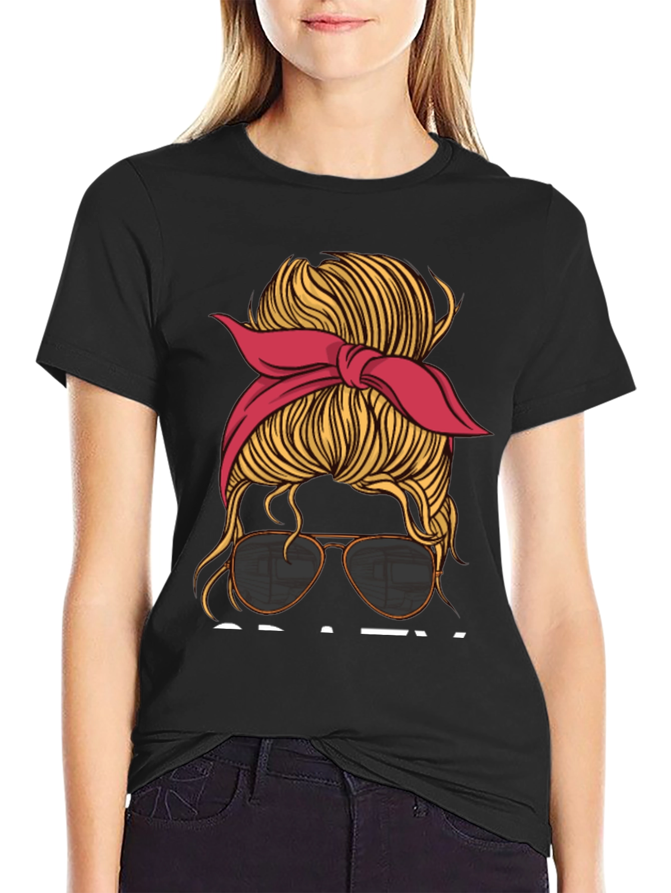 Messy Bun Aviator T-Shirt - Casual Graphic Tee