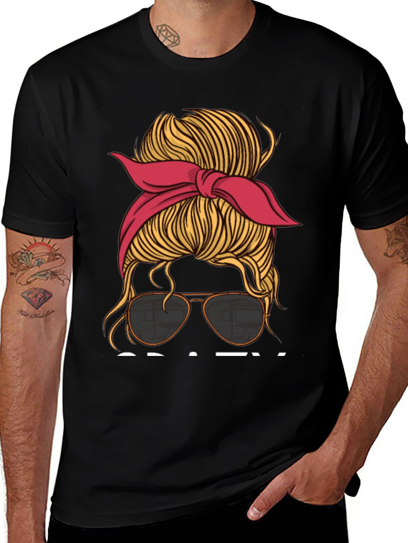Messy Bun Aviator T-Shirt - Casual Graphic Tee