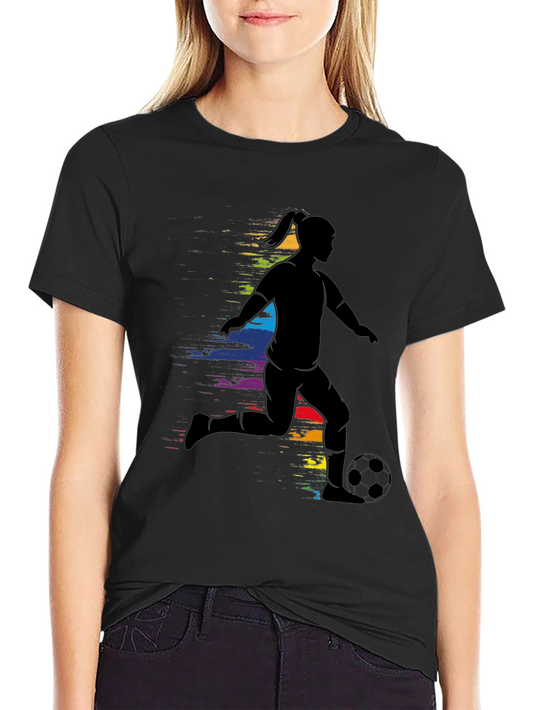 Soccer Girl Silhouette Rainbow T-Shirt
