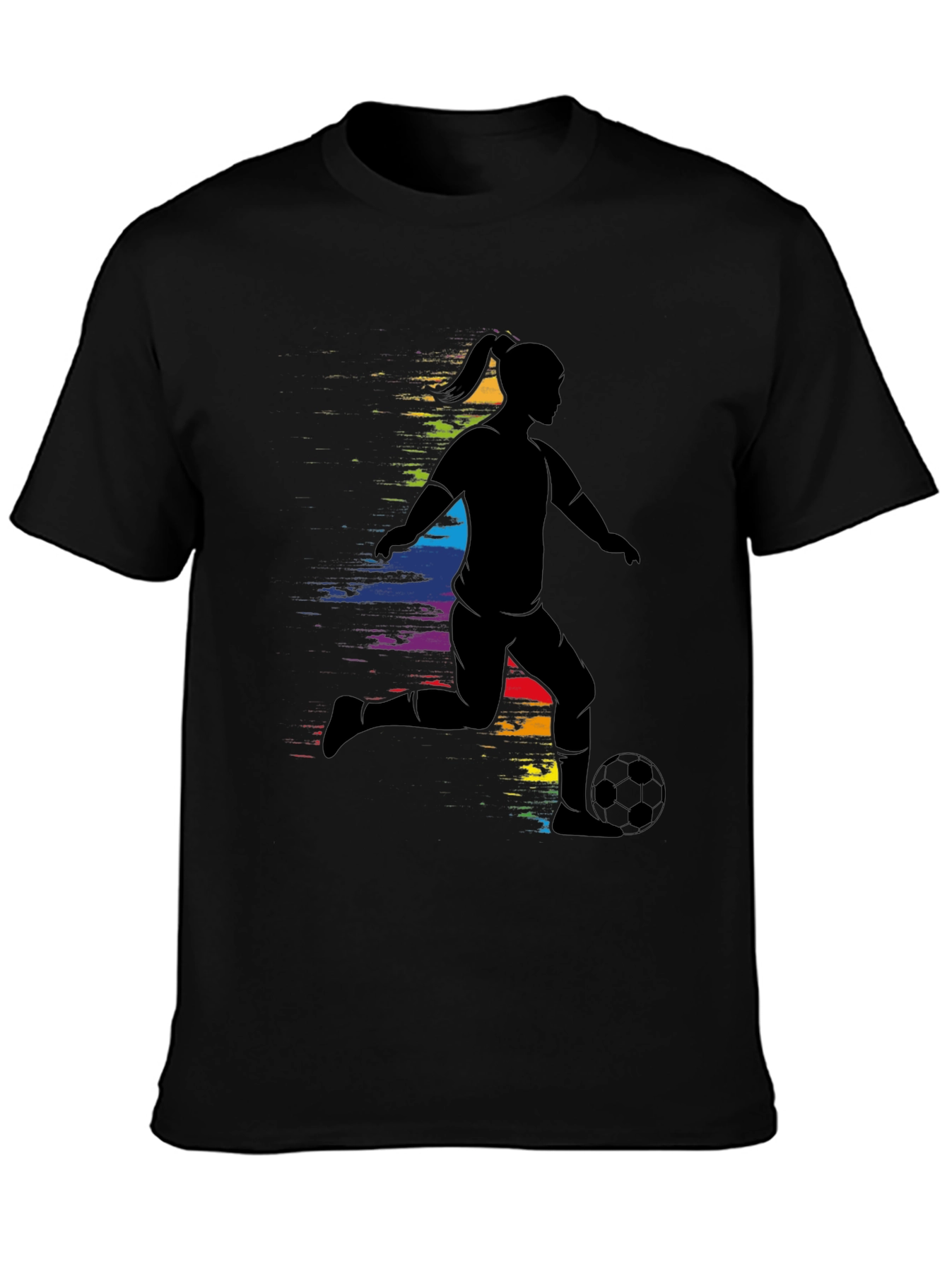Soccer Girl Silhouette Rainbow T-Shirt
