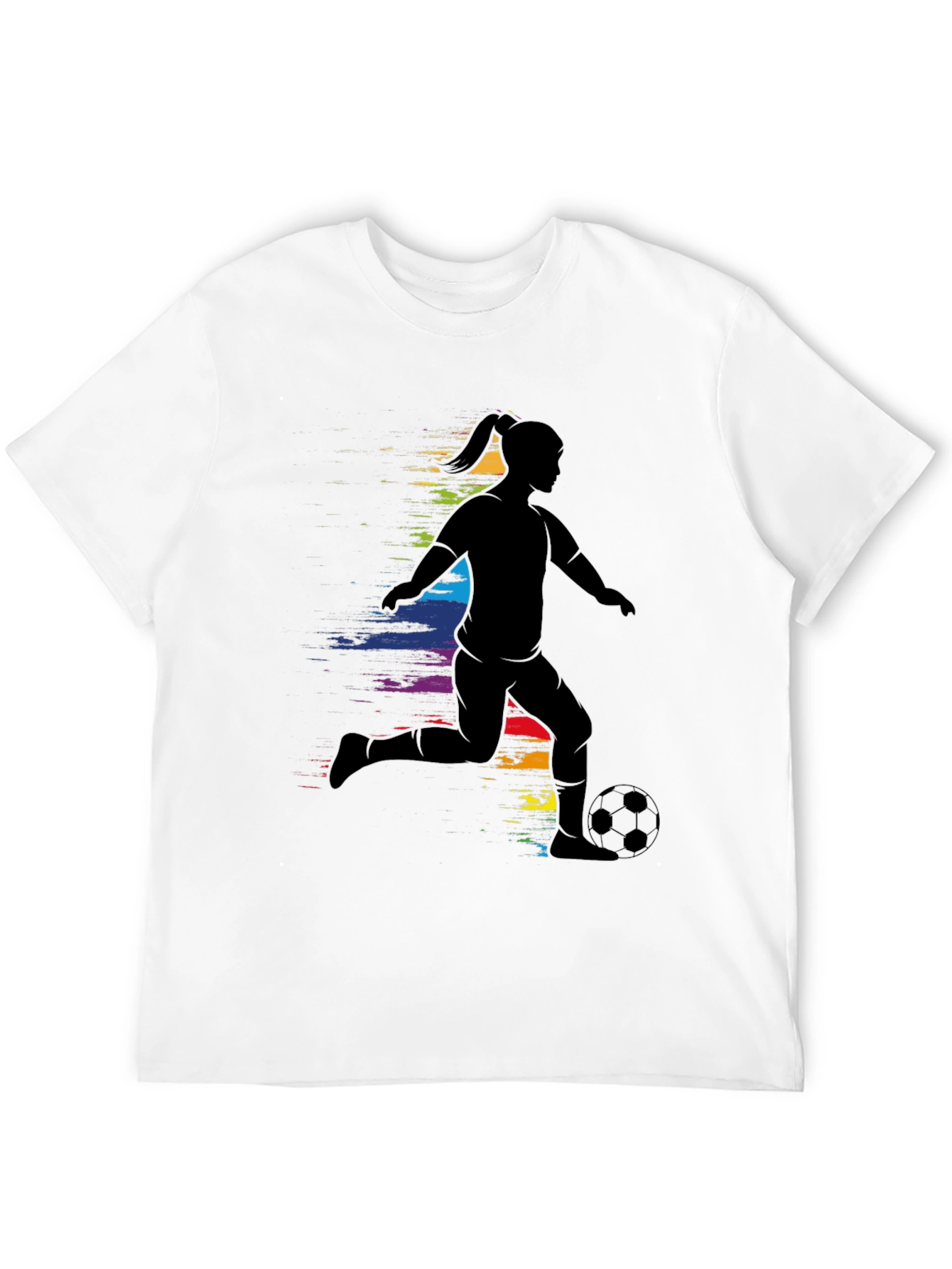 Soccer Girl Silhouette Rainbow T-Shirt