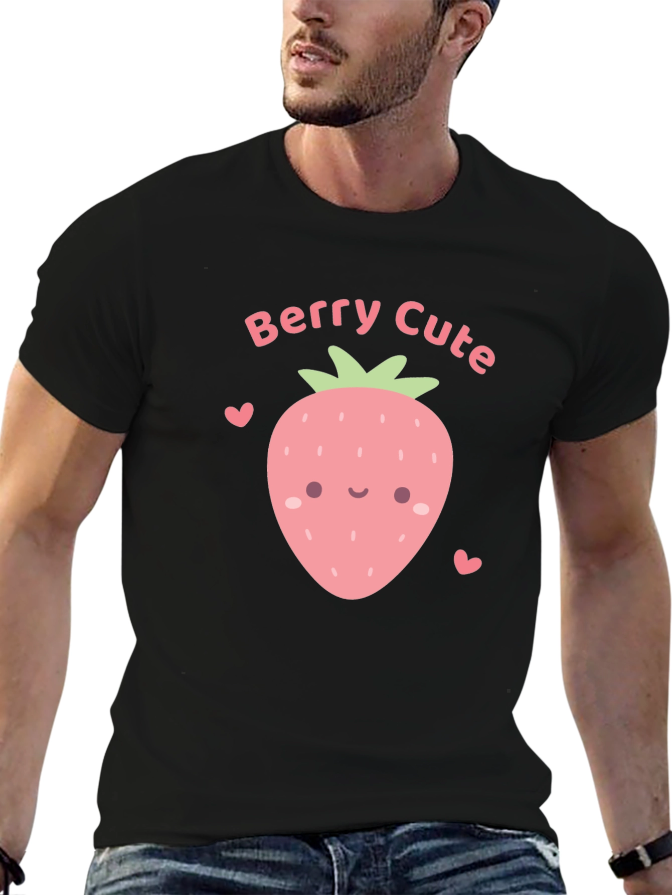 Berry Cute Graphic Tee - Black Cotton T-Shirt