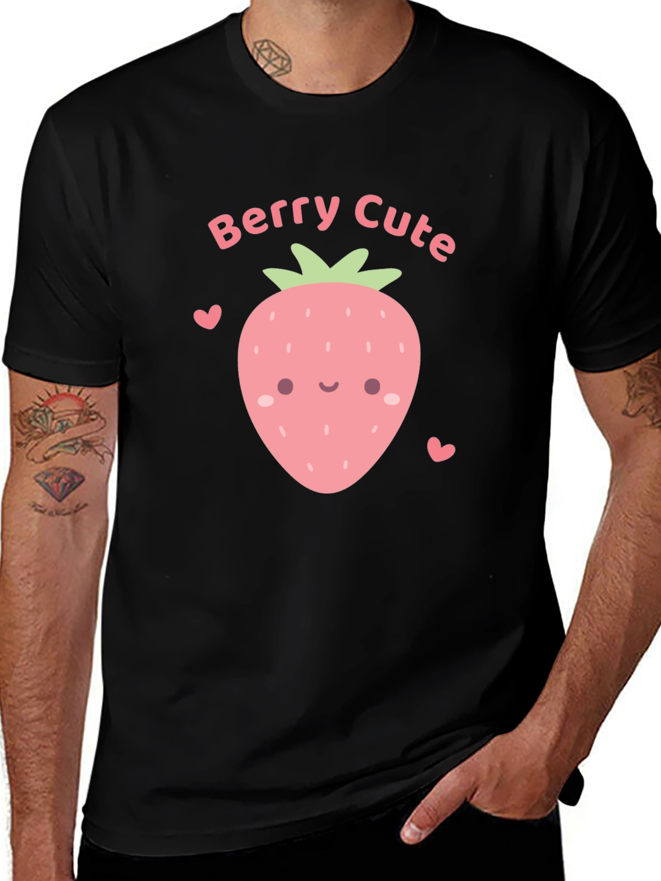 Berry Cute Graphic Tee - Black Cotton T-Shirt