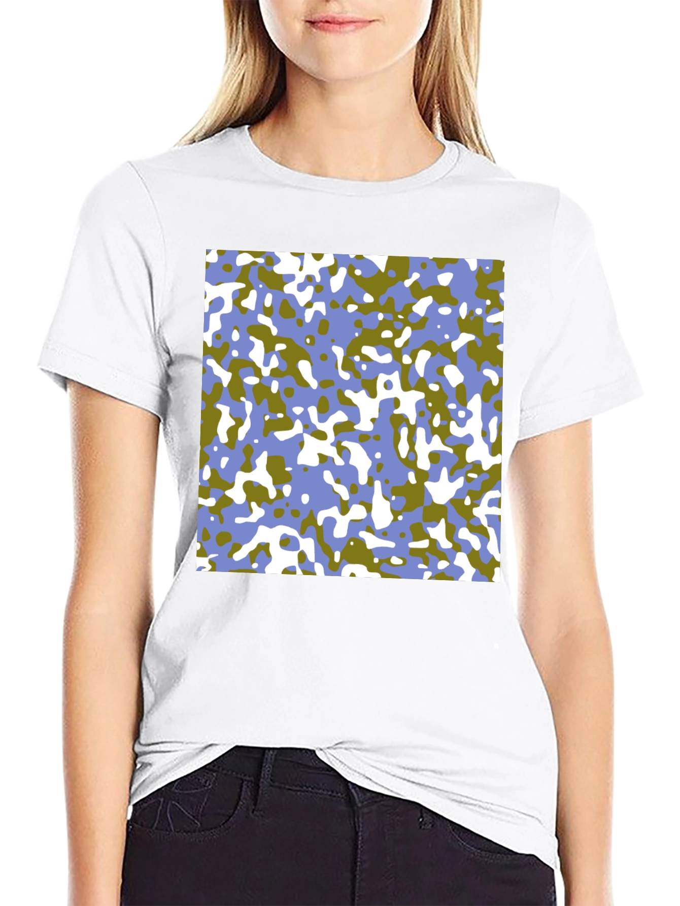 Abstract Camo Print Black T-Shirt