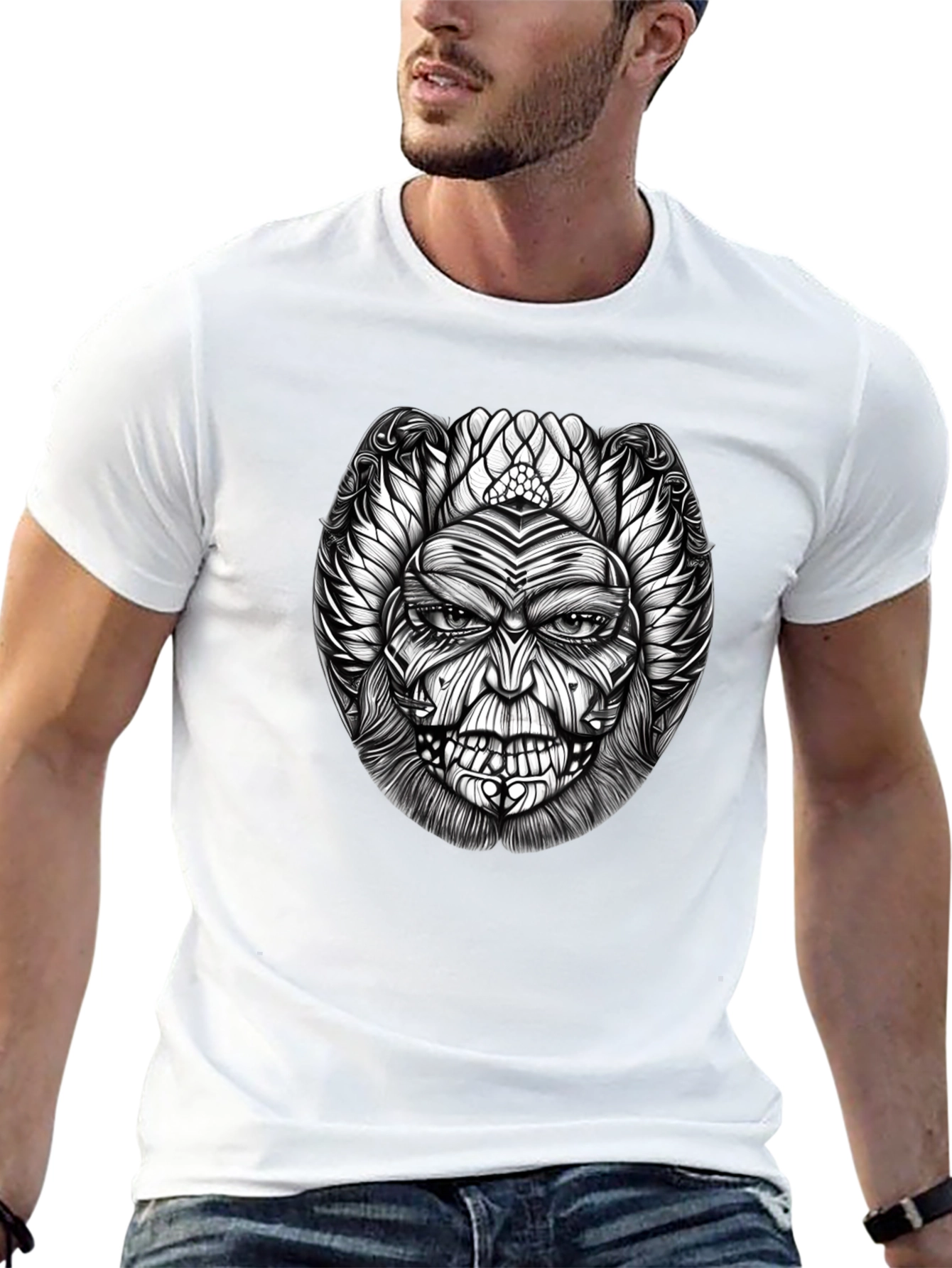 Unique Graphic Print Black T-Shirt