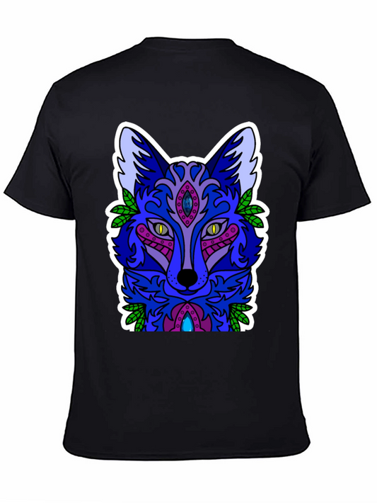 Abstract Fox Graphic Tee - Mens Black T-Shirt