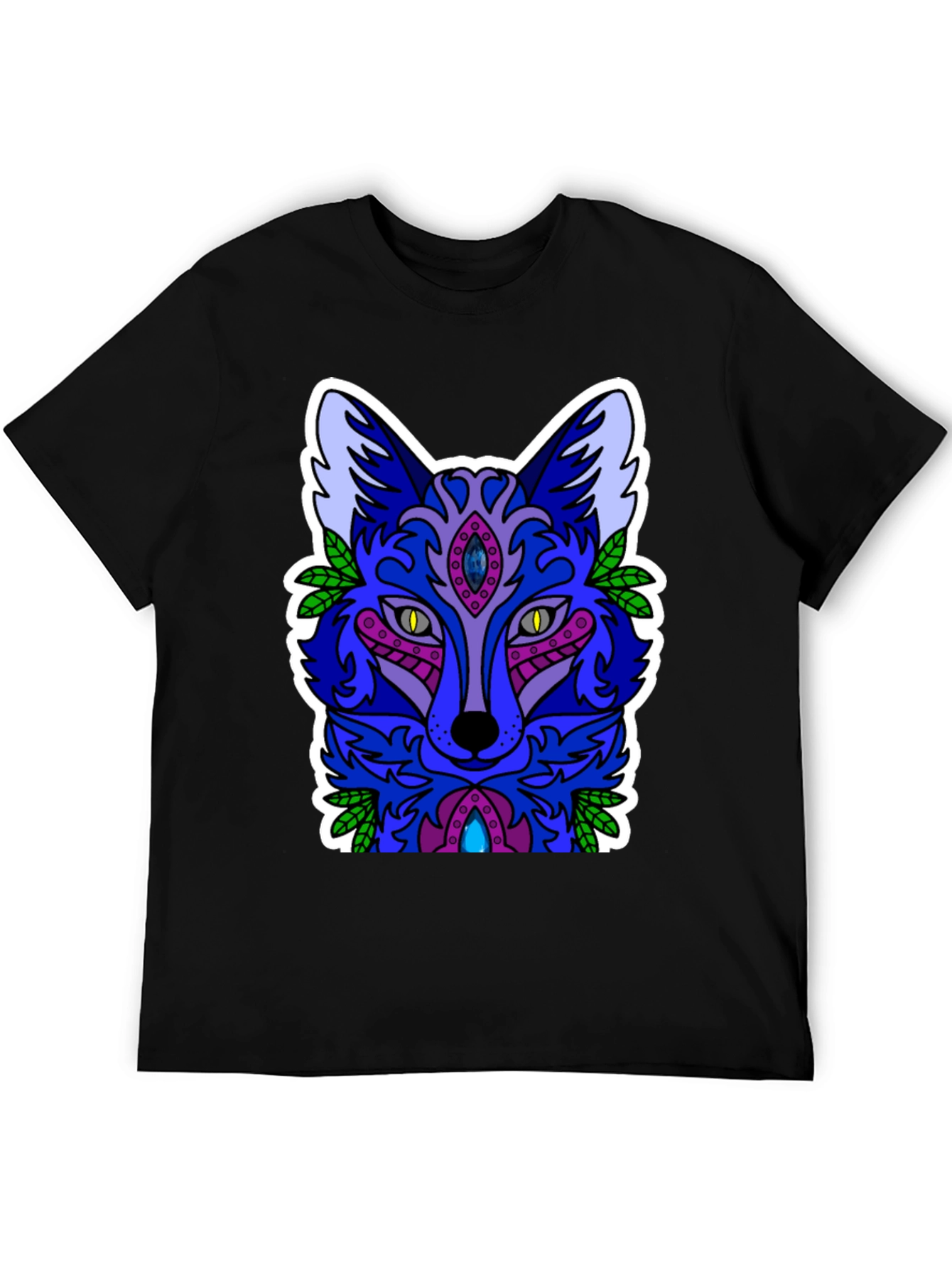 Abstract Fox Graphic Tee - Mens Black T-Shirt