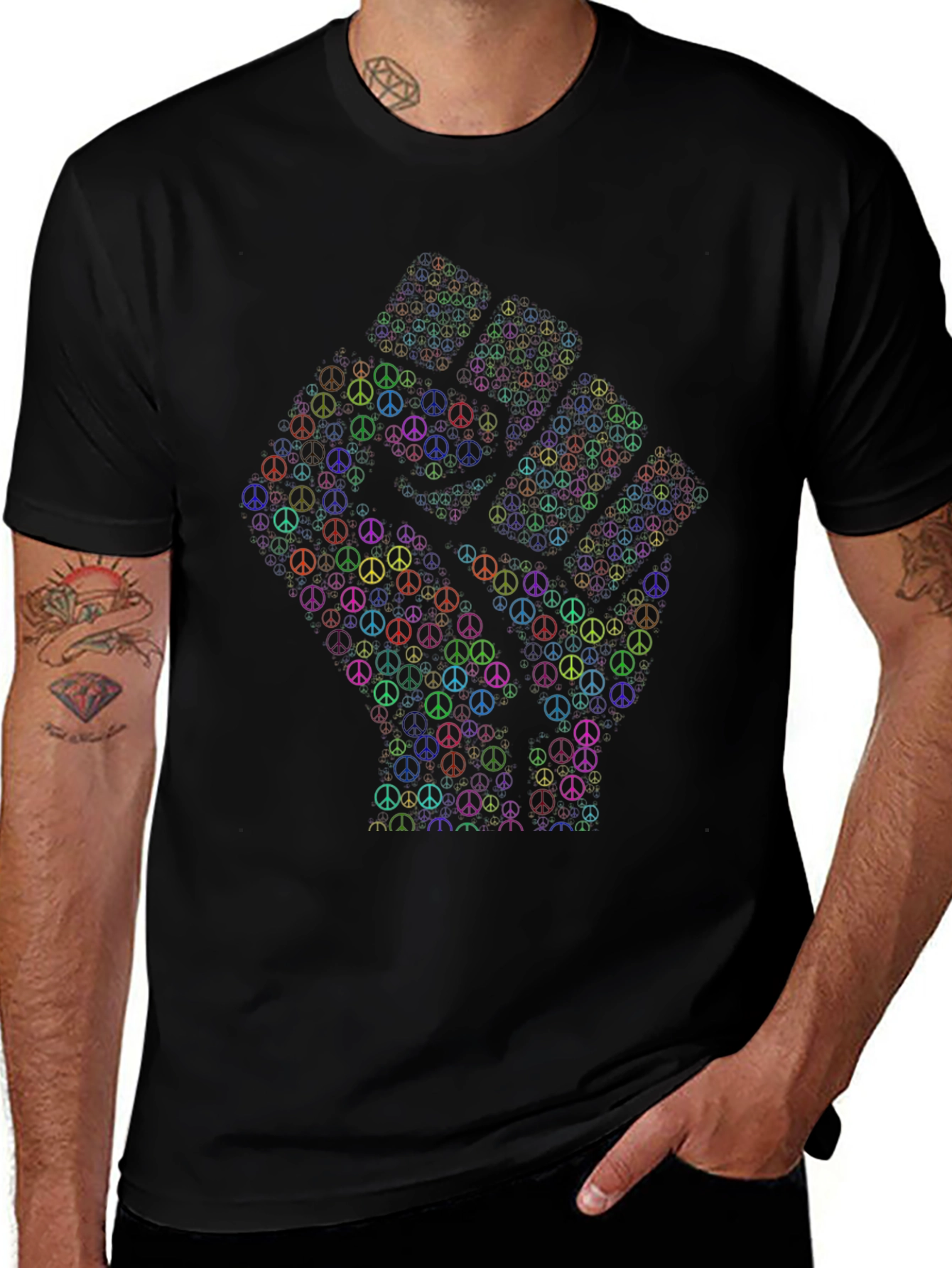 Peace Sign Fist Graphic T-Shirt