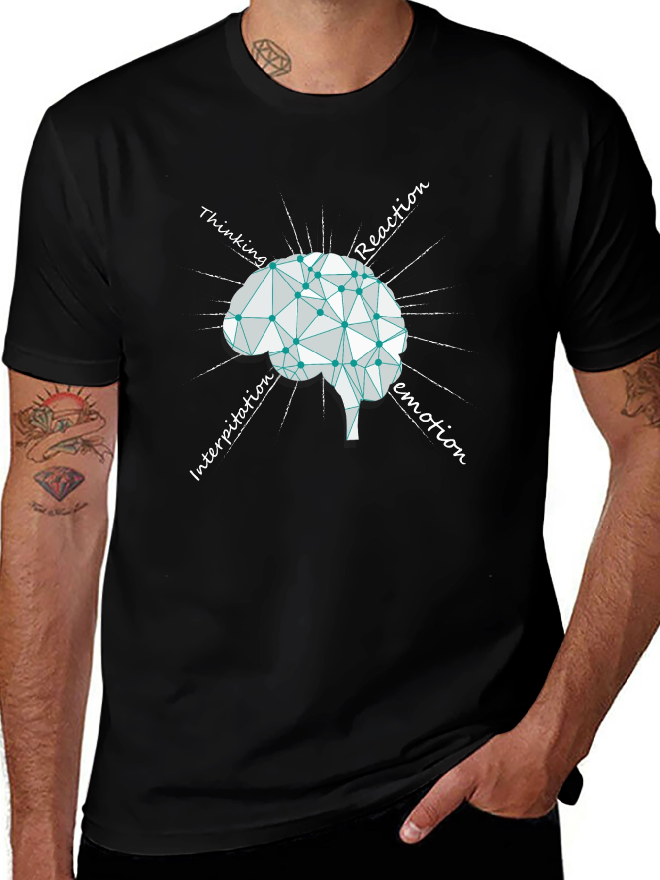 Brain Process Black Graphic T-Shirt
