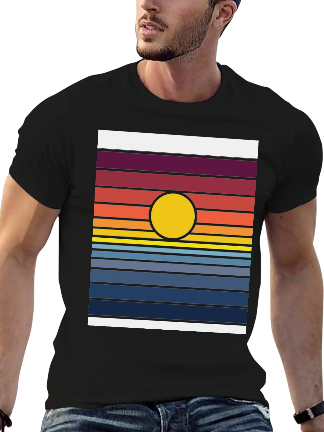 Retro Sunset Striped Graphic Tee