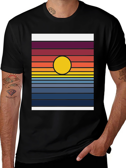 Retro Sunset Striped Graphic Tee
