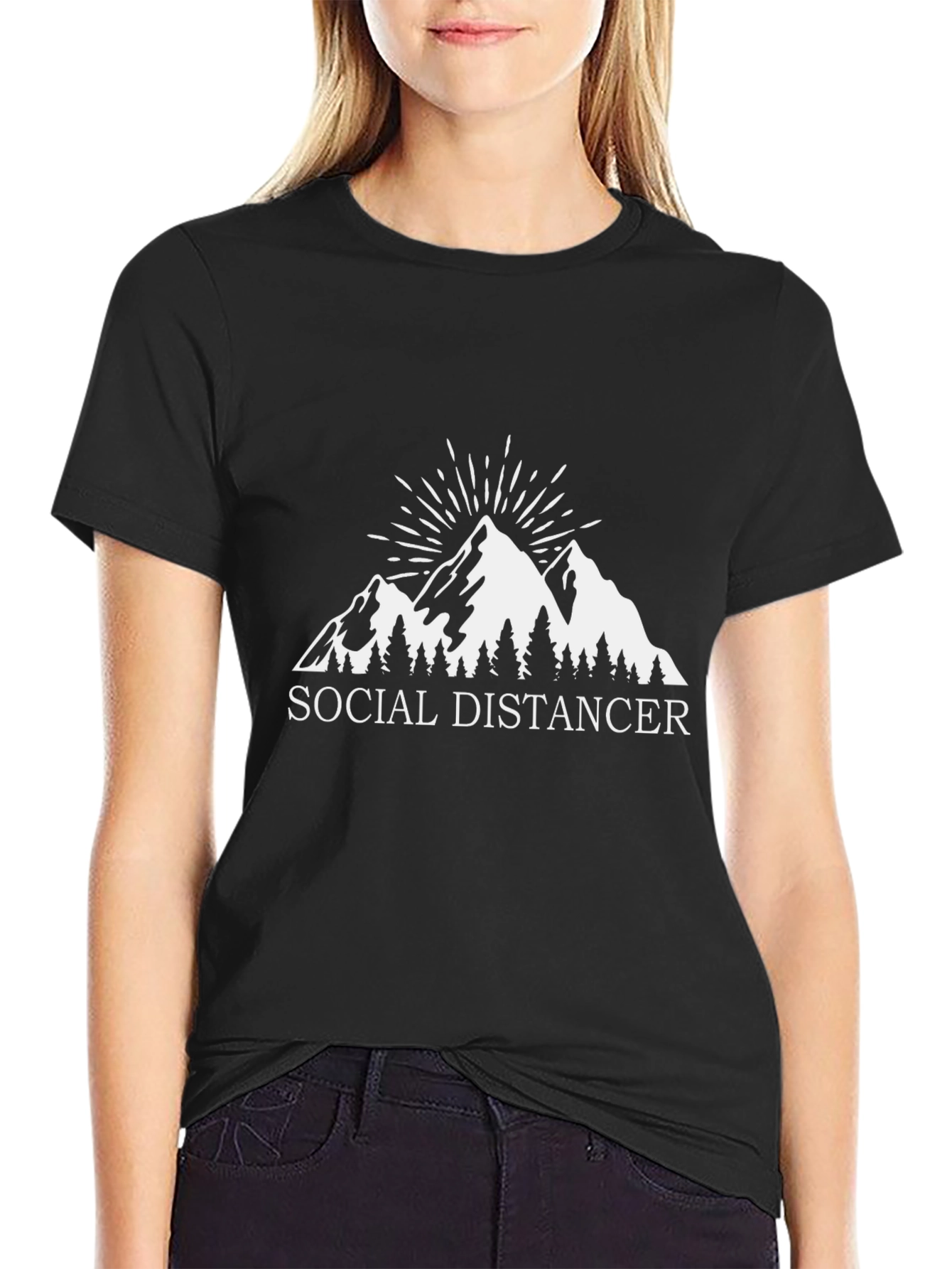 Social Distancer Mountain Graphic T-Shirt