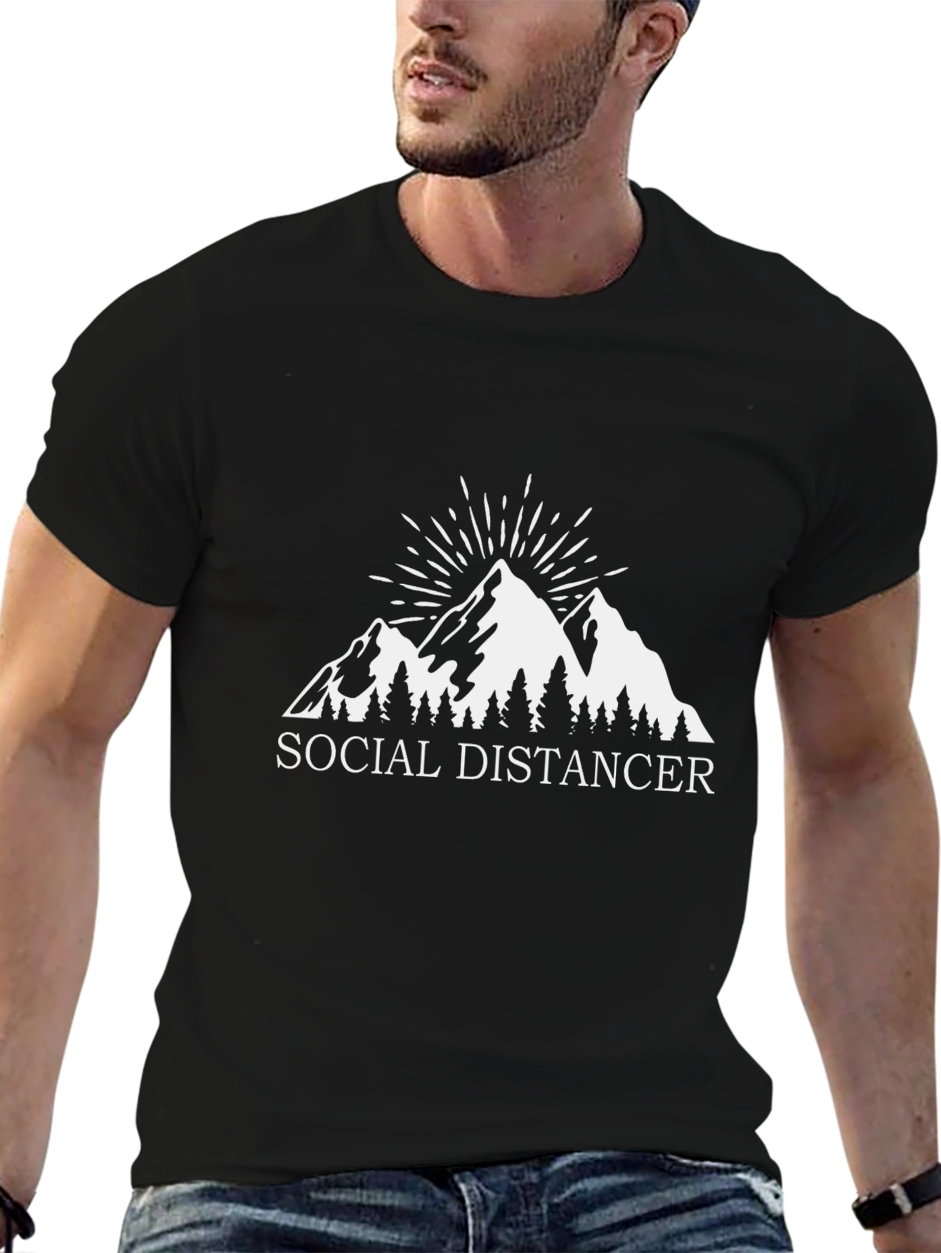 Social Distancer Mountain Graphic T-Shirt
