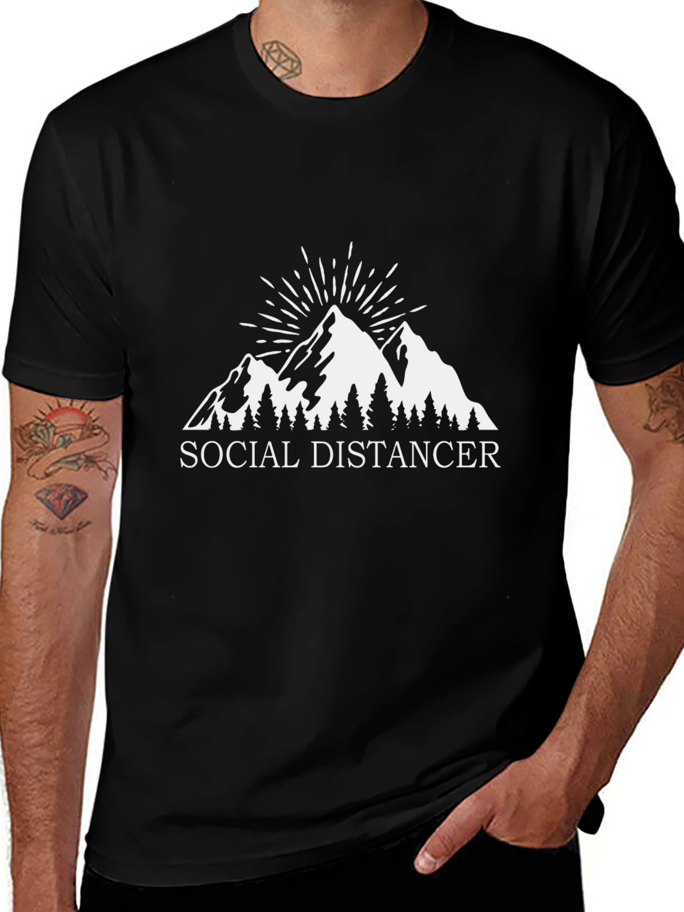 Social Distancer Mountain Graphic T-Shirt