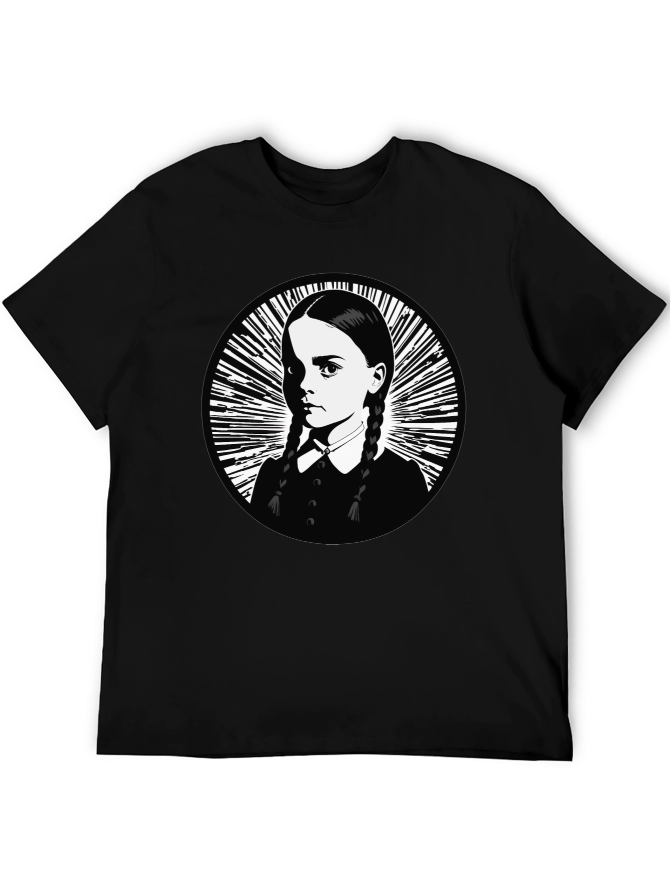 Wednesday Addams Portrait Graphic Tee - Black