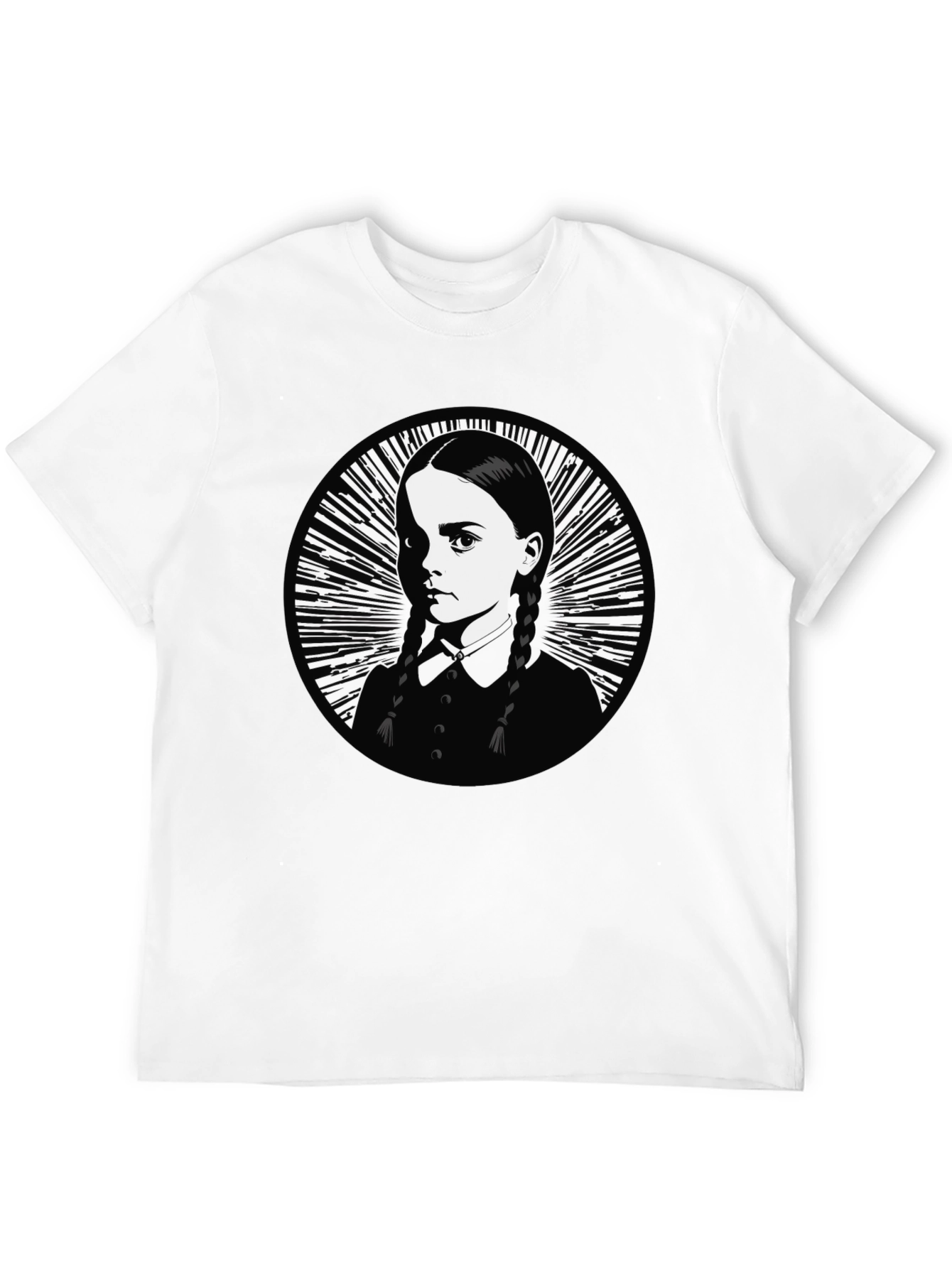 Wednesday Addams Portrait Graphic Tee - Black