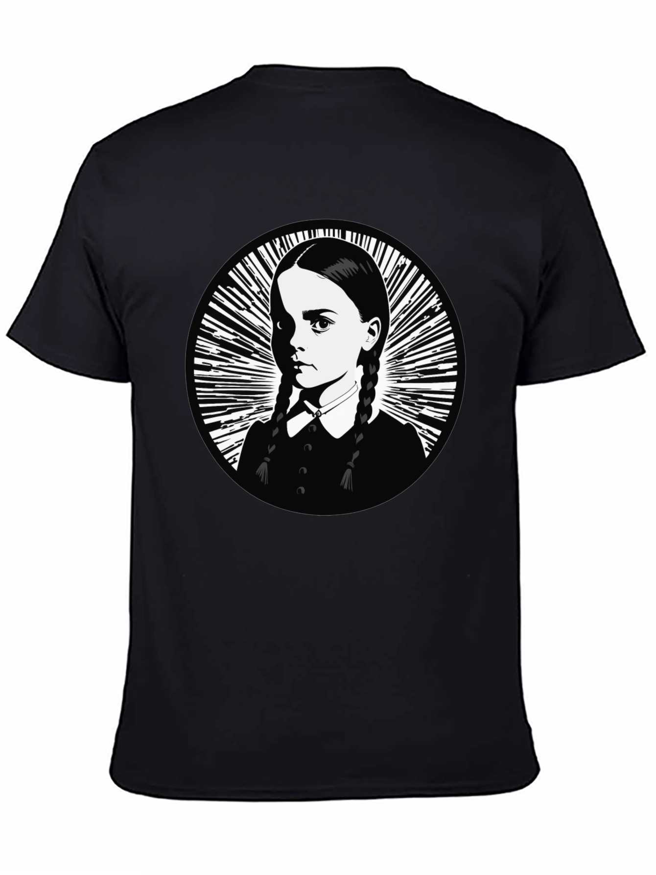 Wednesday Addams Portrait Graphic Tee - Black