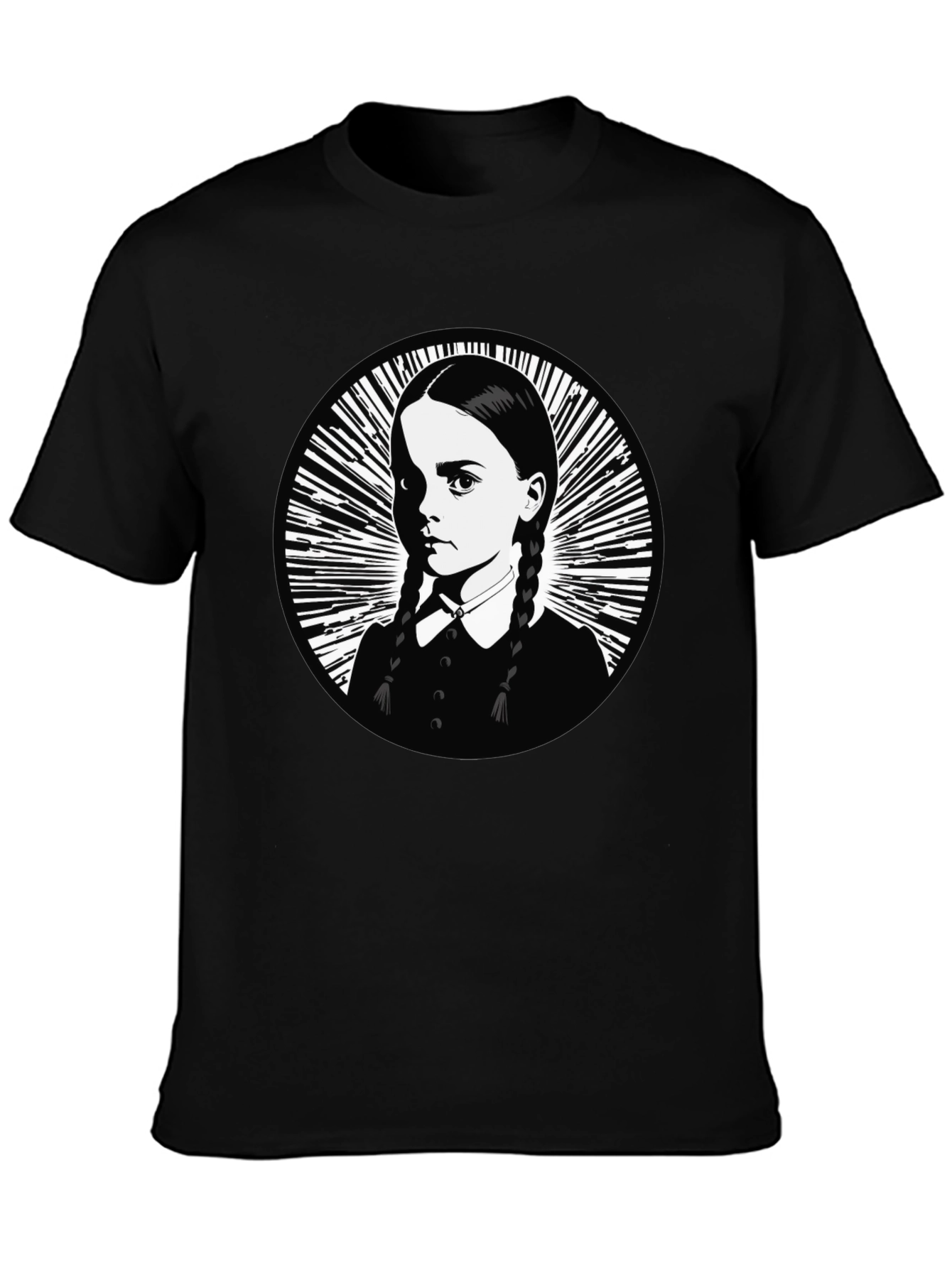 Wednesday Addams Portrait Graphic Tee - Black