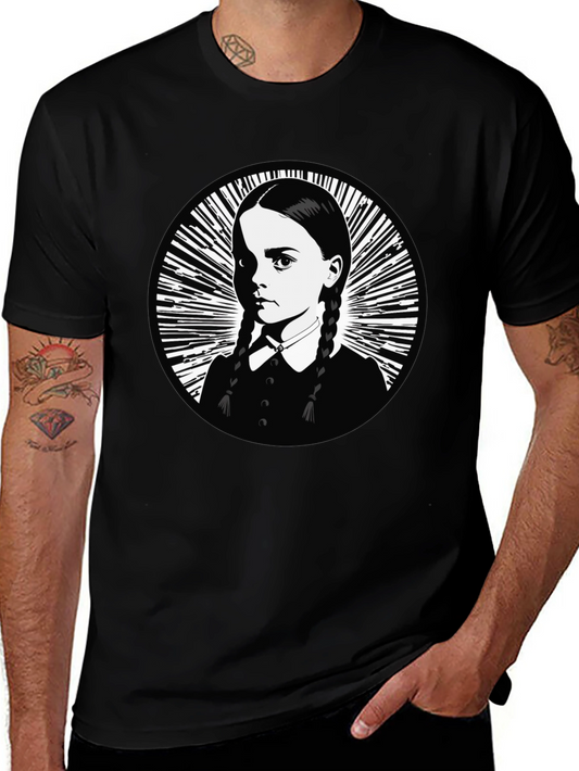 Wednesday Addams Portrait Graphic Tee - Black