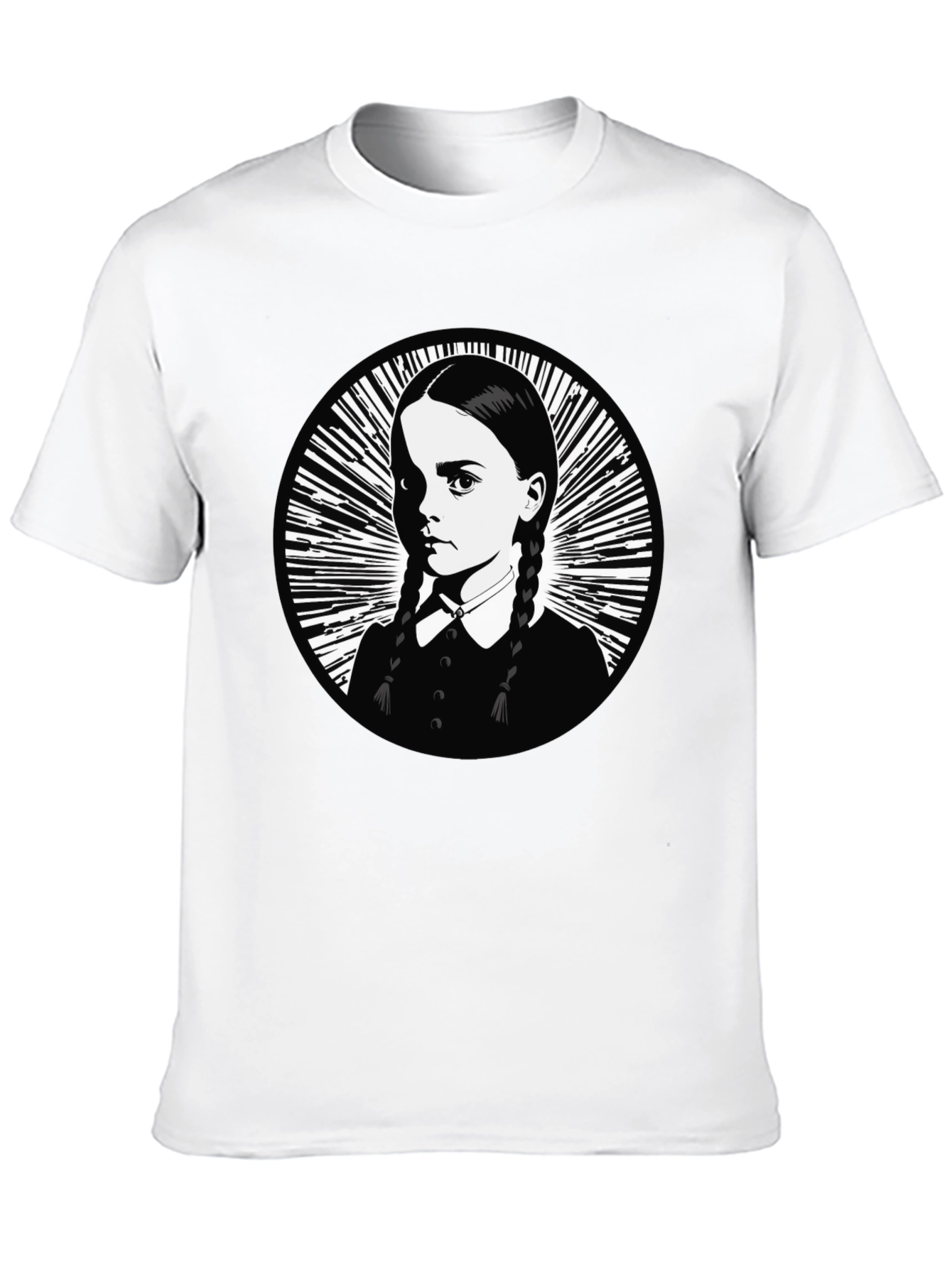Wednesday Addams Portrait Graphic Tee - Black