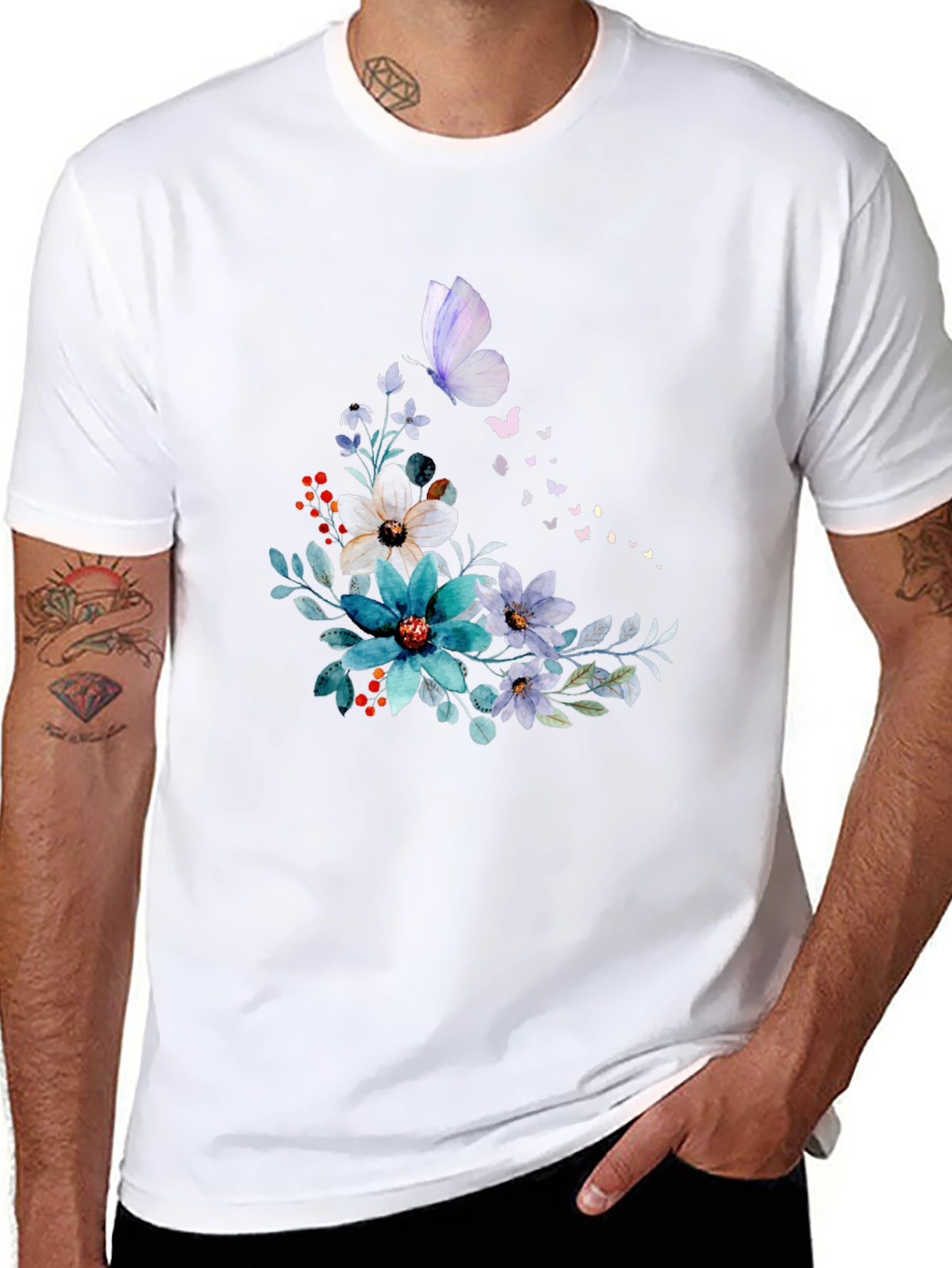 Floral Butterfly Graphic Print Tee