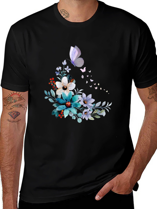 Floral Butterfly Graphic Print Tee