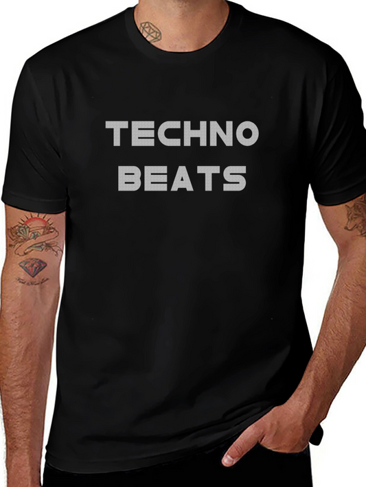 Techno Beats Graphic Print Black T-Shirt