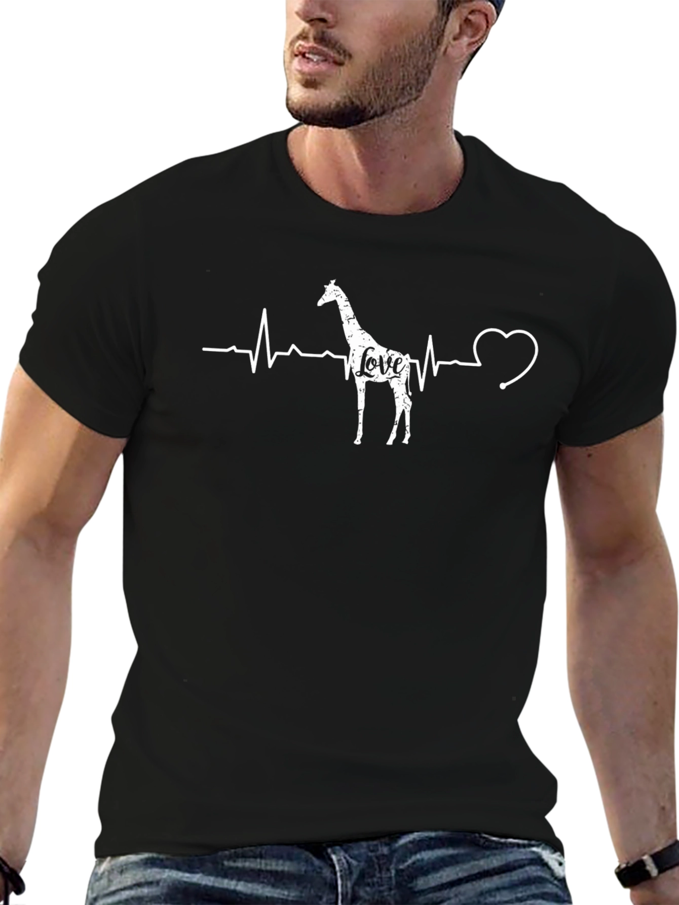 Giraffe Love Heartbeat Graphic Tee