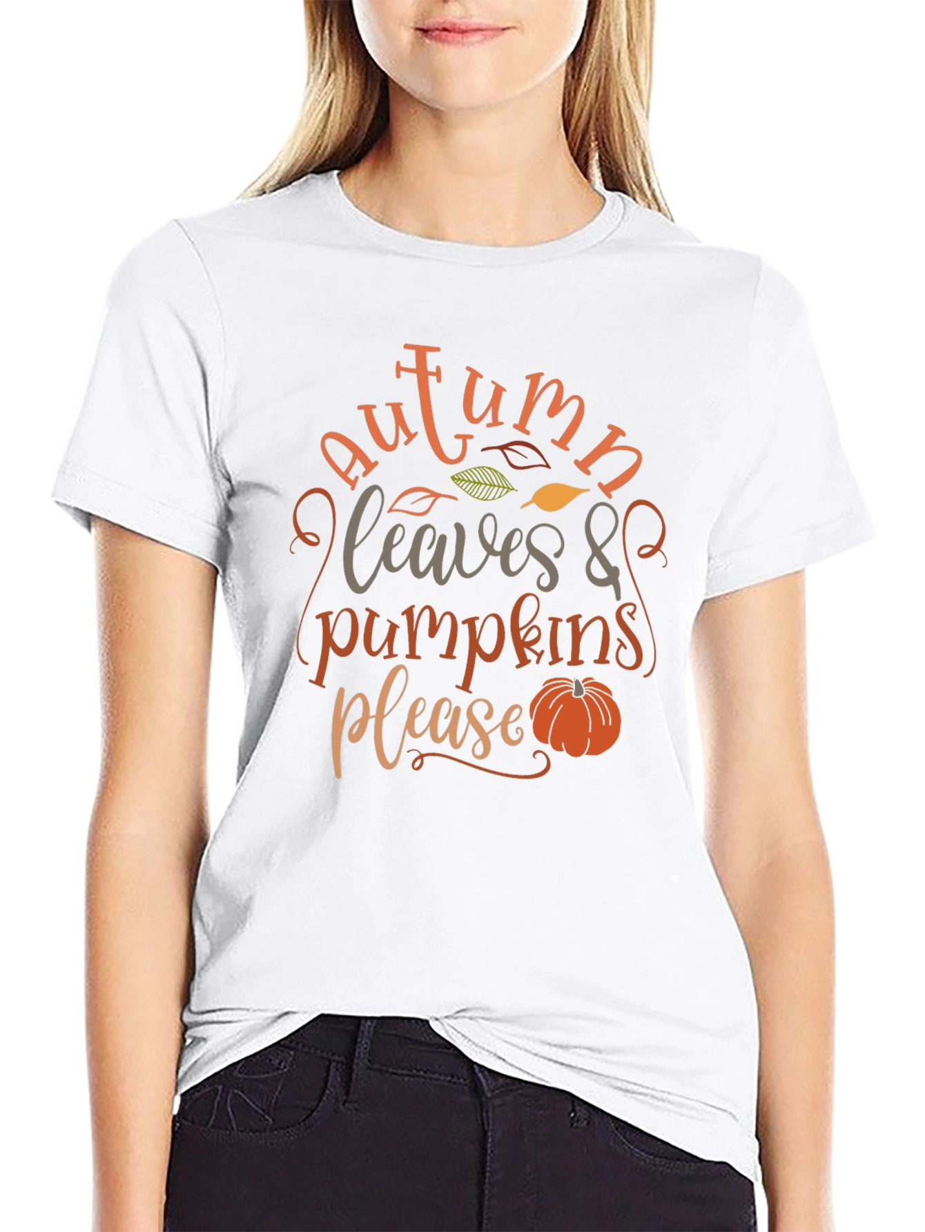 Autumn Leaves & Pumpkins Please - Graphic T-Shirt