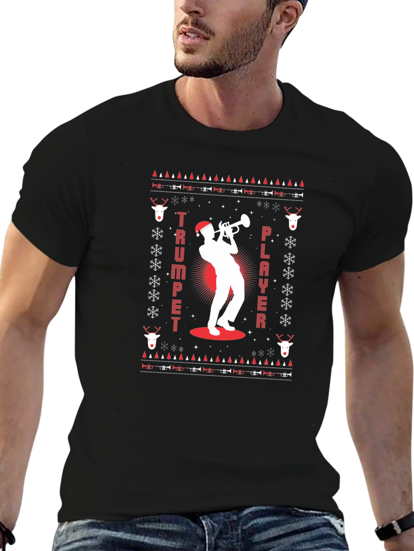 Trumpet Player Ugly Christmas T-Shirt
