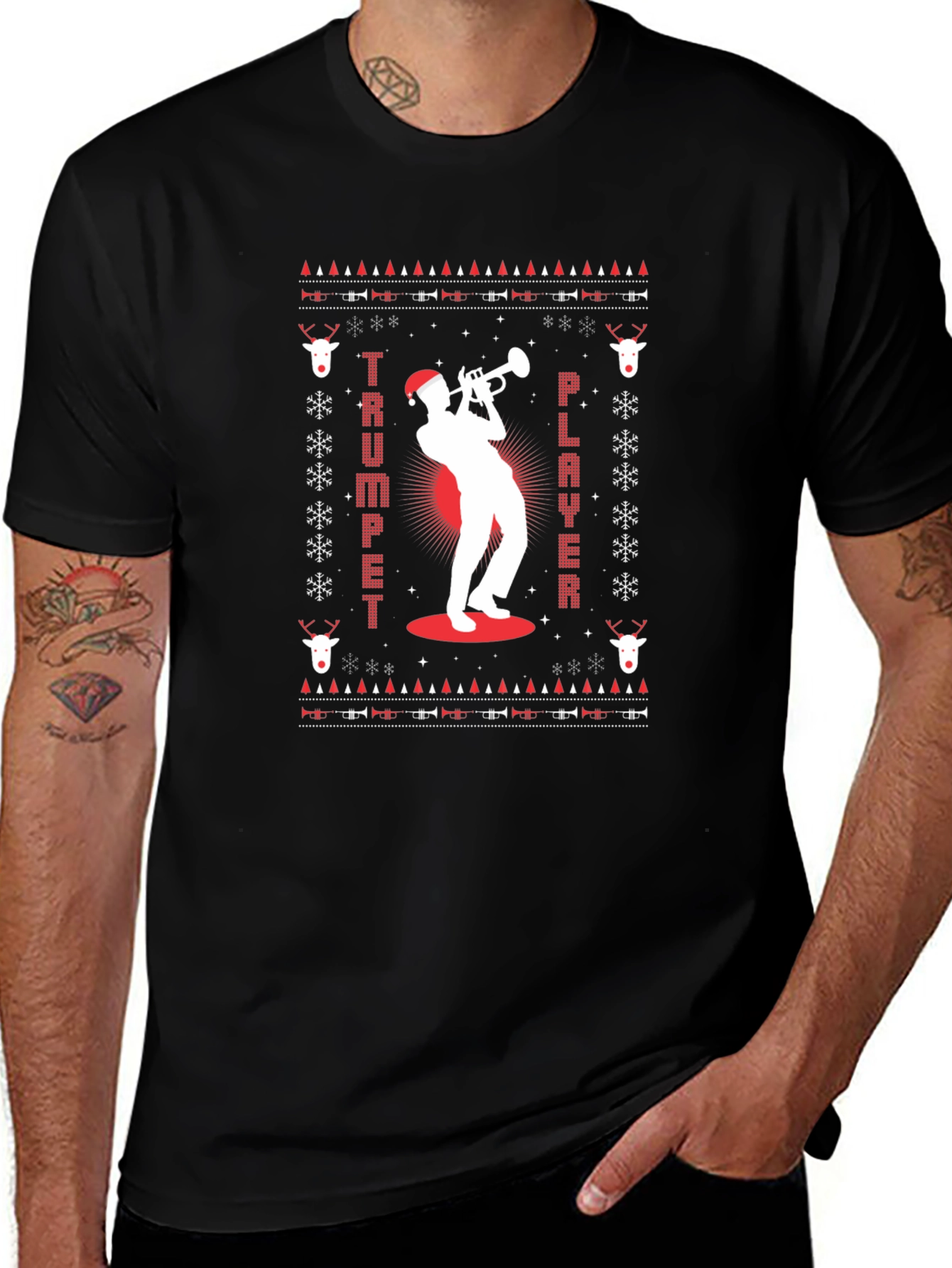 Trumpet Player Ugly Christmas T-Shirt
