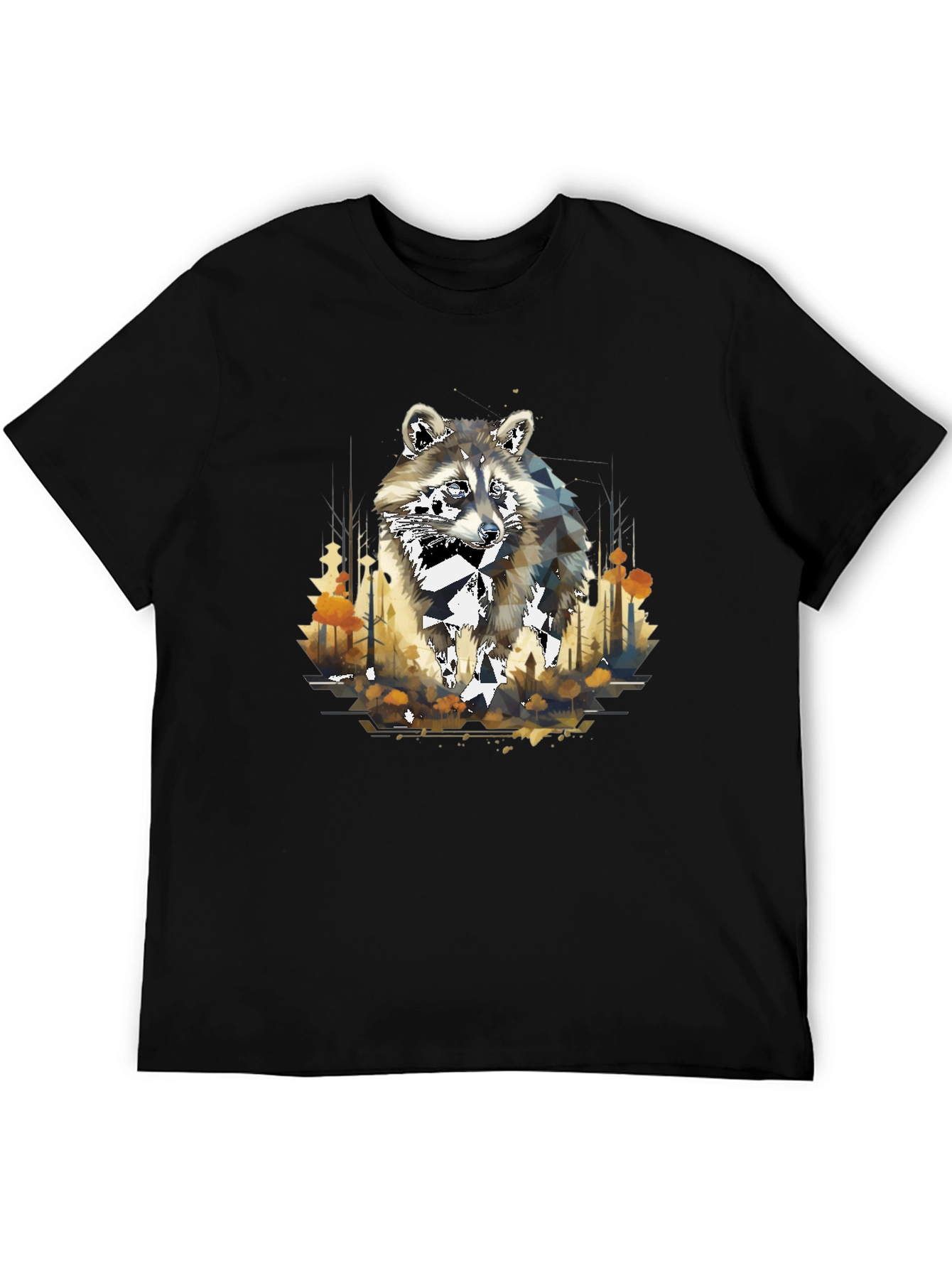Geometric Raccoon Graphic T-Shirt - Stylish Mens Tee