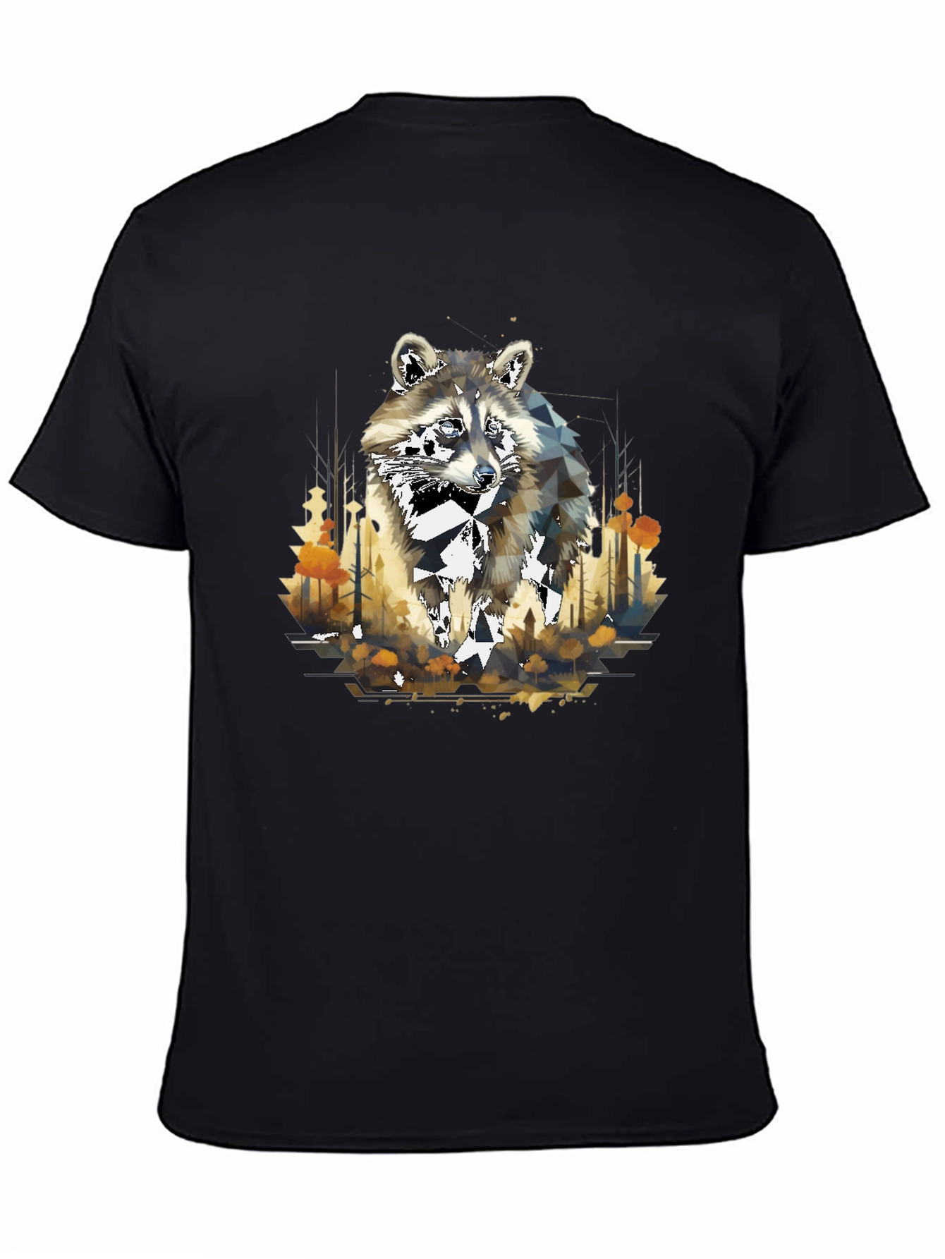 Geometric Raccoon Graphic T-Shirt - Stylish Mens Tee