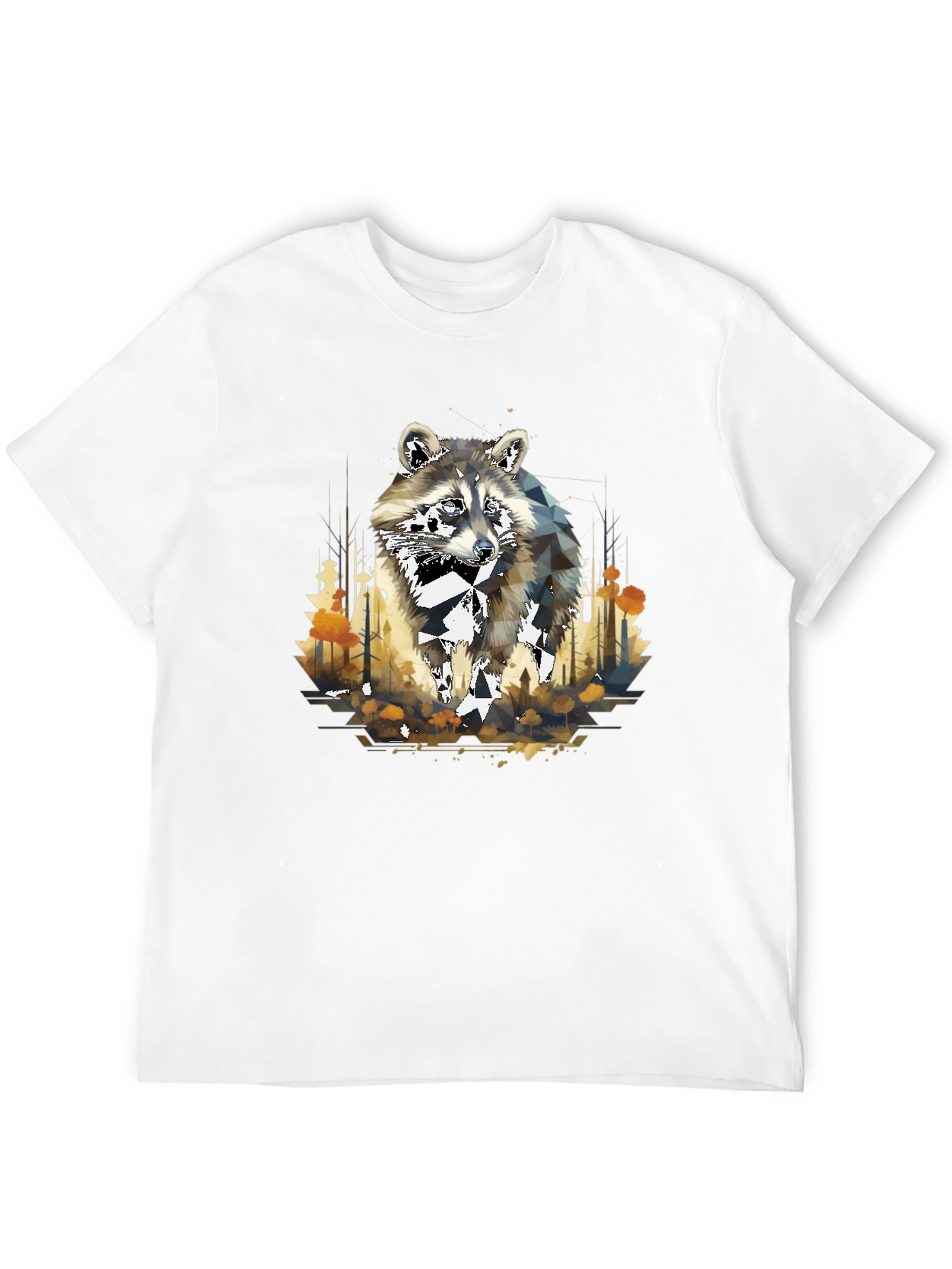 Geometric Raccoon Graphic T-Shirt - Stylish Mens Tee