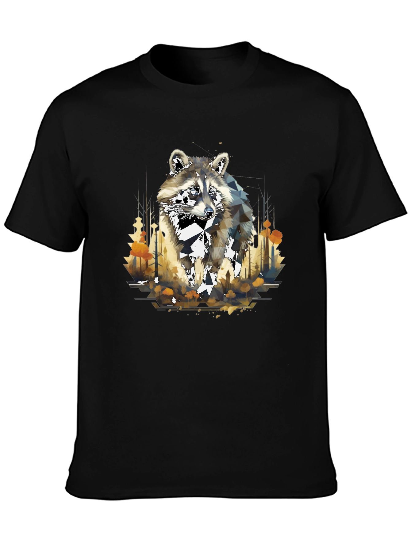 Geometric Raccoon Graphic T-Shirt - Stylish Mens Tee