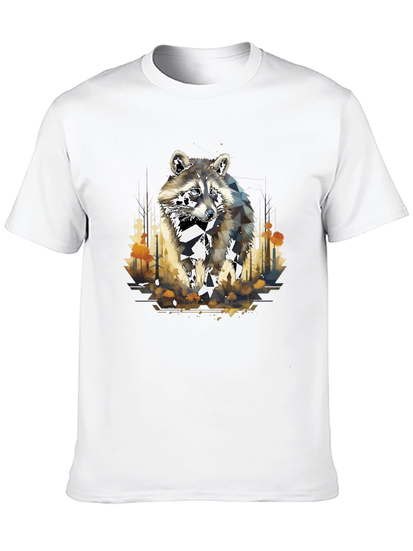 Geometric Raccoon Graphic T-Shirt - Stylish Mens Tee