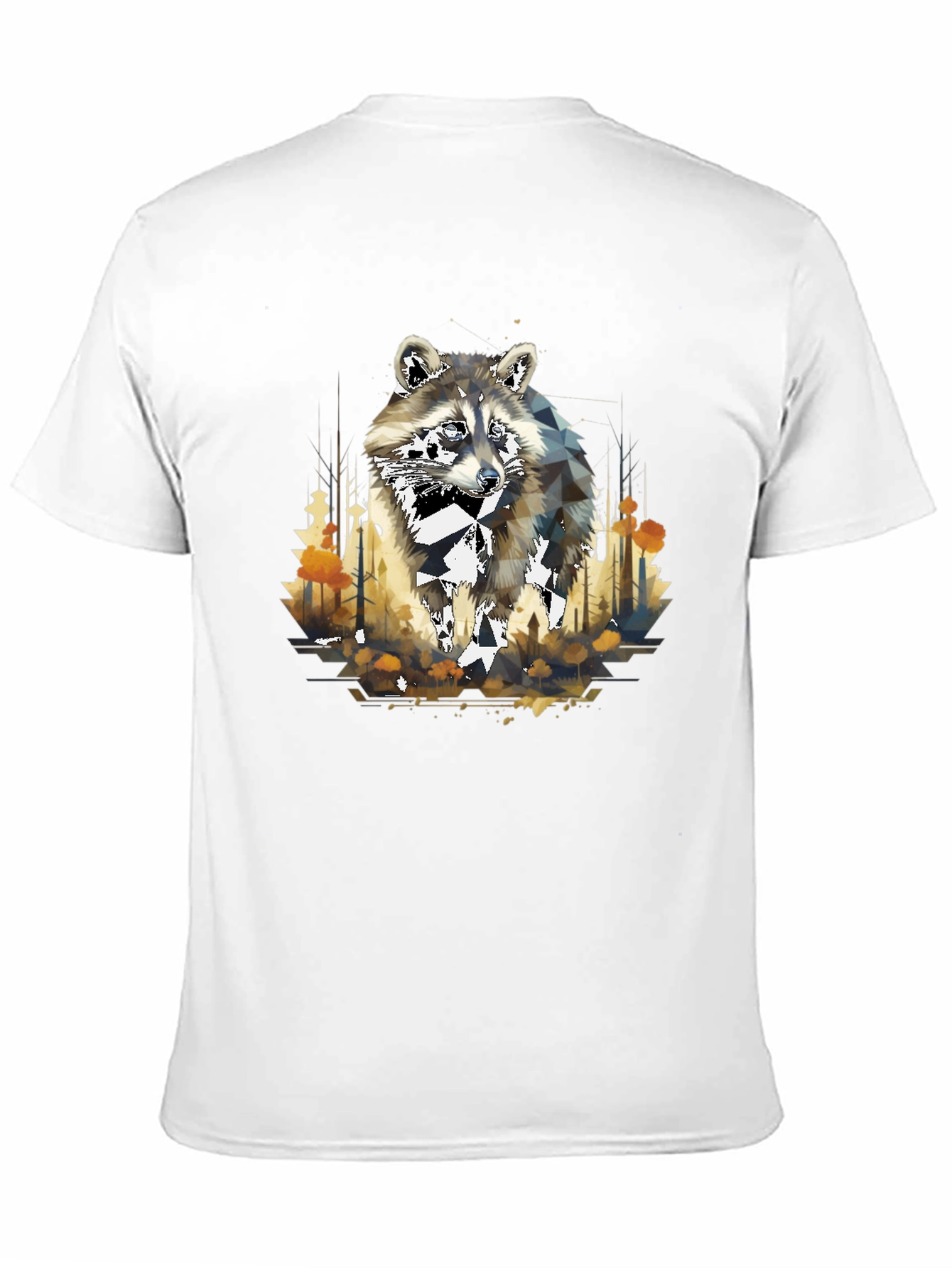 Geometric Raccoon Graphic T-Shirt - Stylish Mens Tee