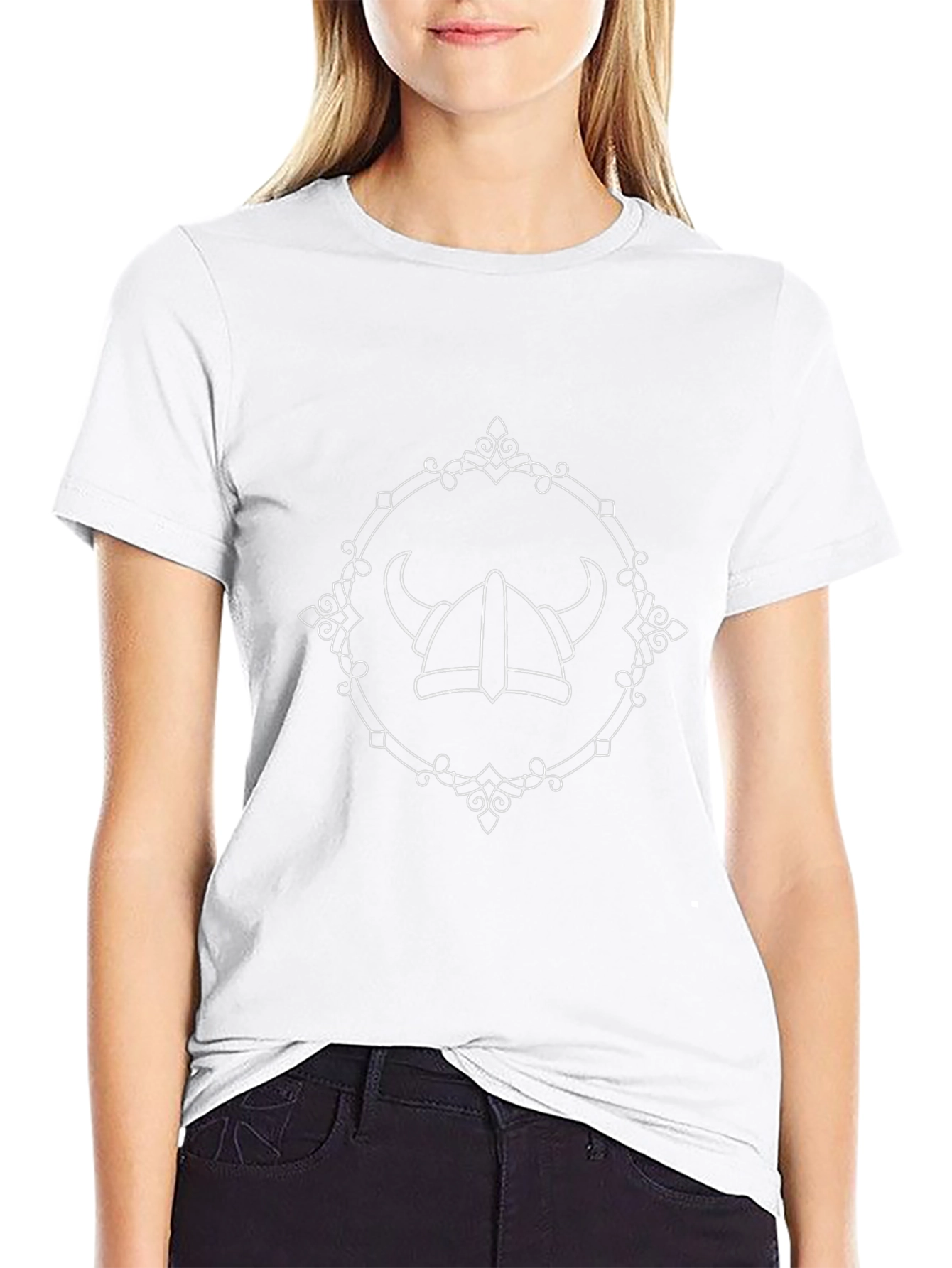 Viking Helmet Graphic Tee - Black Cotton Blend